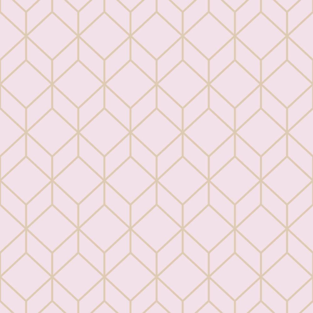 1000x1000 Graham & Brown Myrtle Geo Pink And Rose Gold Removable Wallpaper Wallpaper