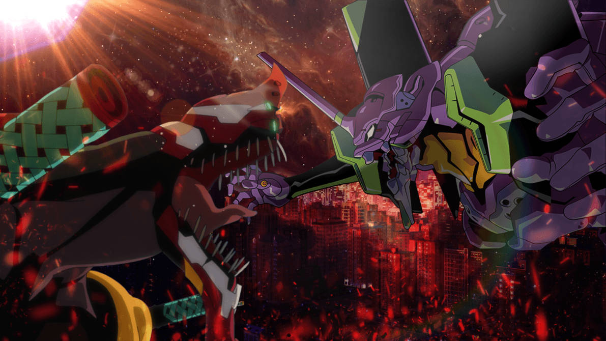 1191x670 Neon Genesis Evangelion Wallpaper Unit 1 Vs Unit 2 Wallpaper