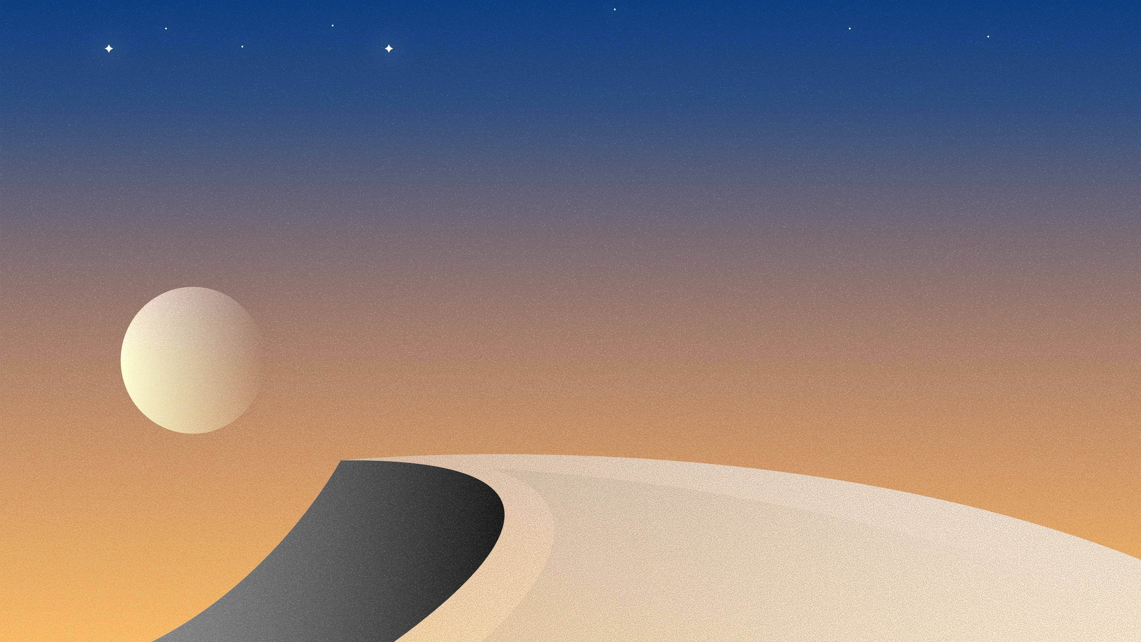 12k Desert At Night Illustration Wallpaper