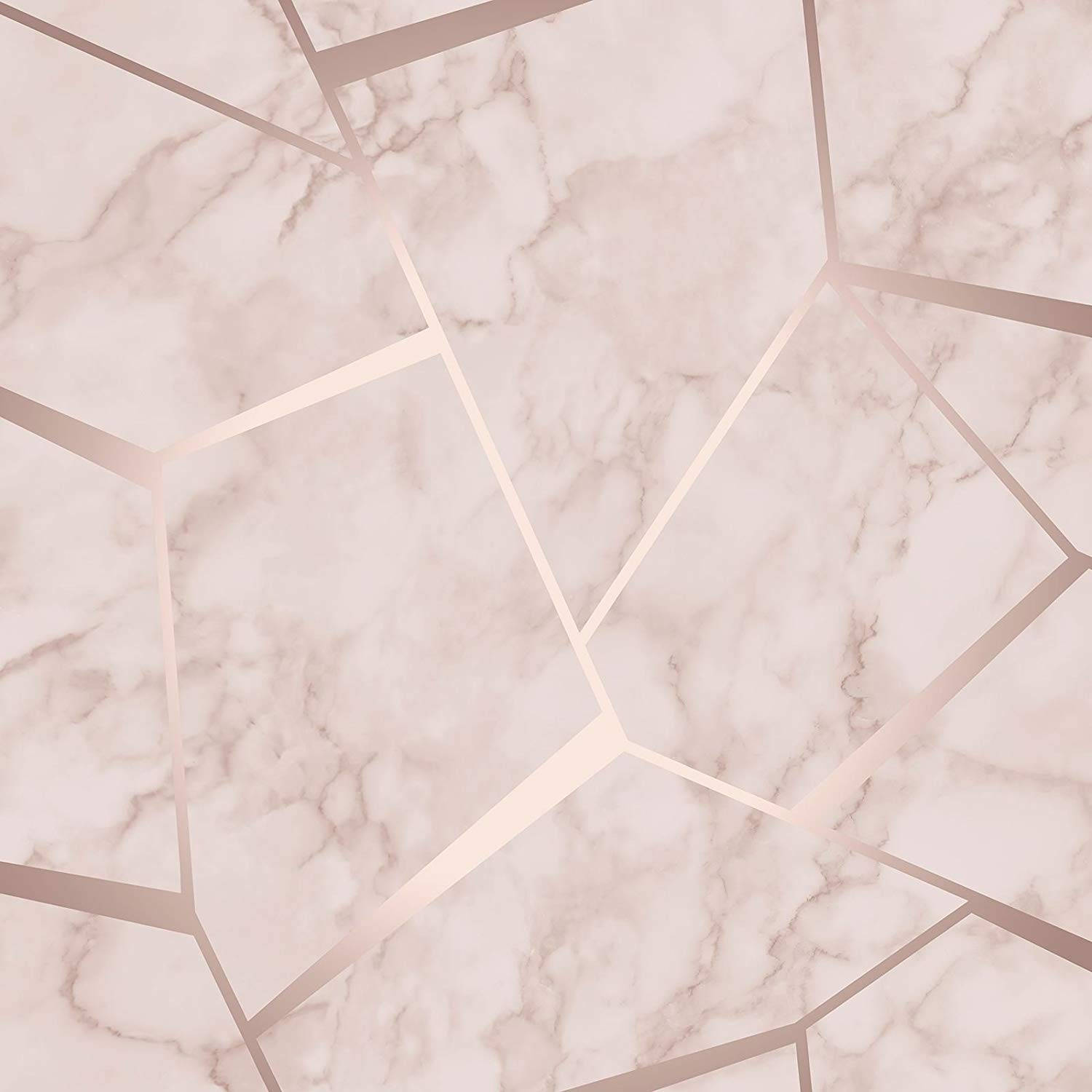 1500x1500 Fractal Geometric Marble Wallpaper Rose Gold - Fine Decor Fd42264 Wallpaper