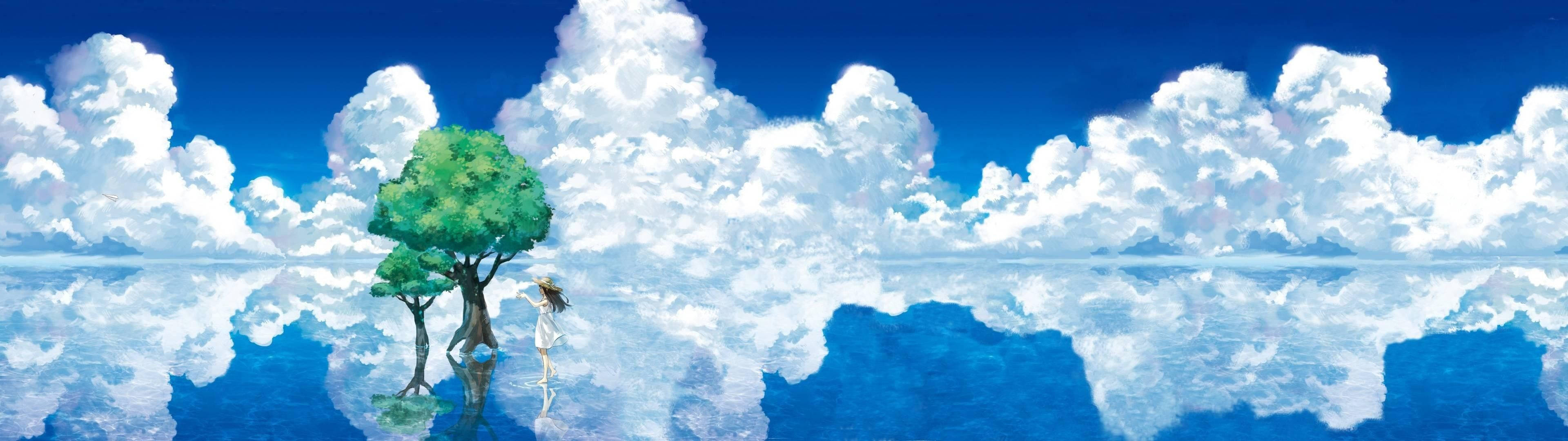 3840x1080 Anime Landscape Dual Screen Wallpaper 3840x1080 Download Hd Image Wallpaper