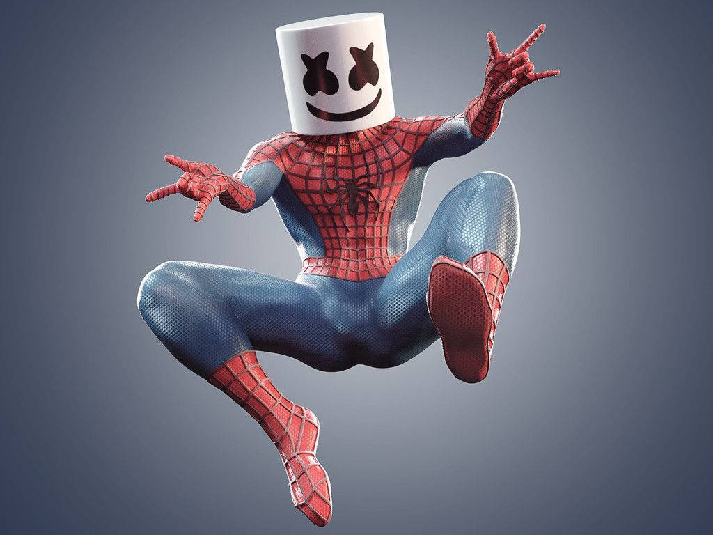 3d Funny Marshmello Spiderman Wallpaper