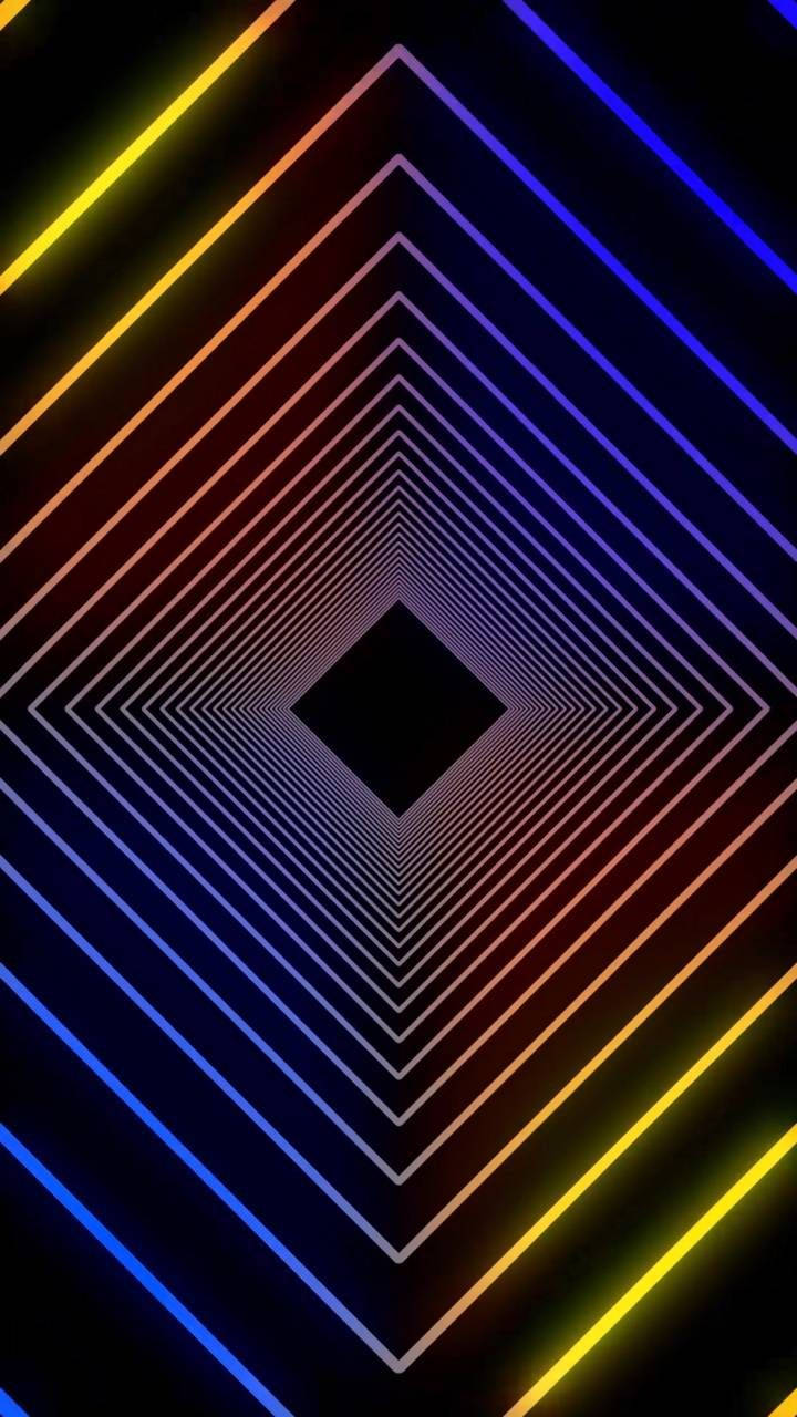 3d Phone Glowing Squares Illusion Wallpaper