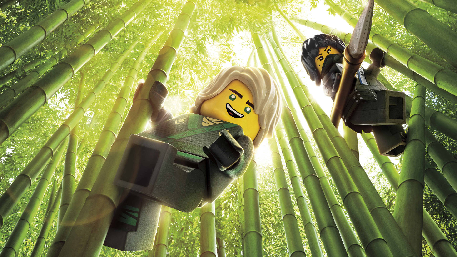 4k Lego Climbing Bamboo Trees Wallpaper