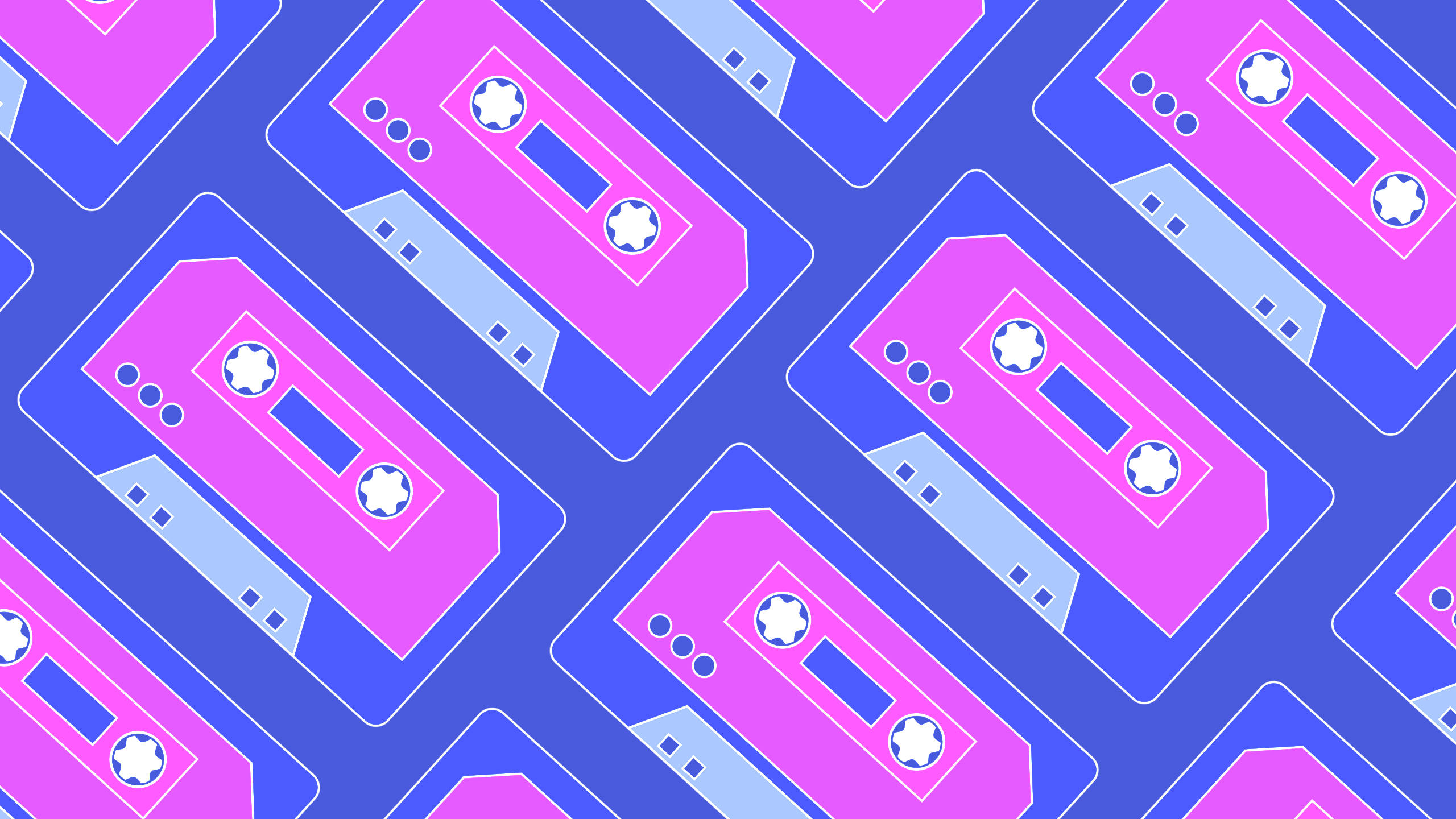 80s Retro Vintage Cassette Tape Pattern Wallpaper