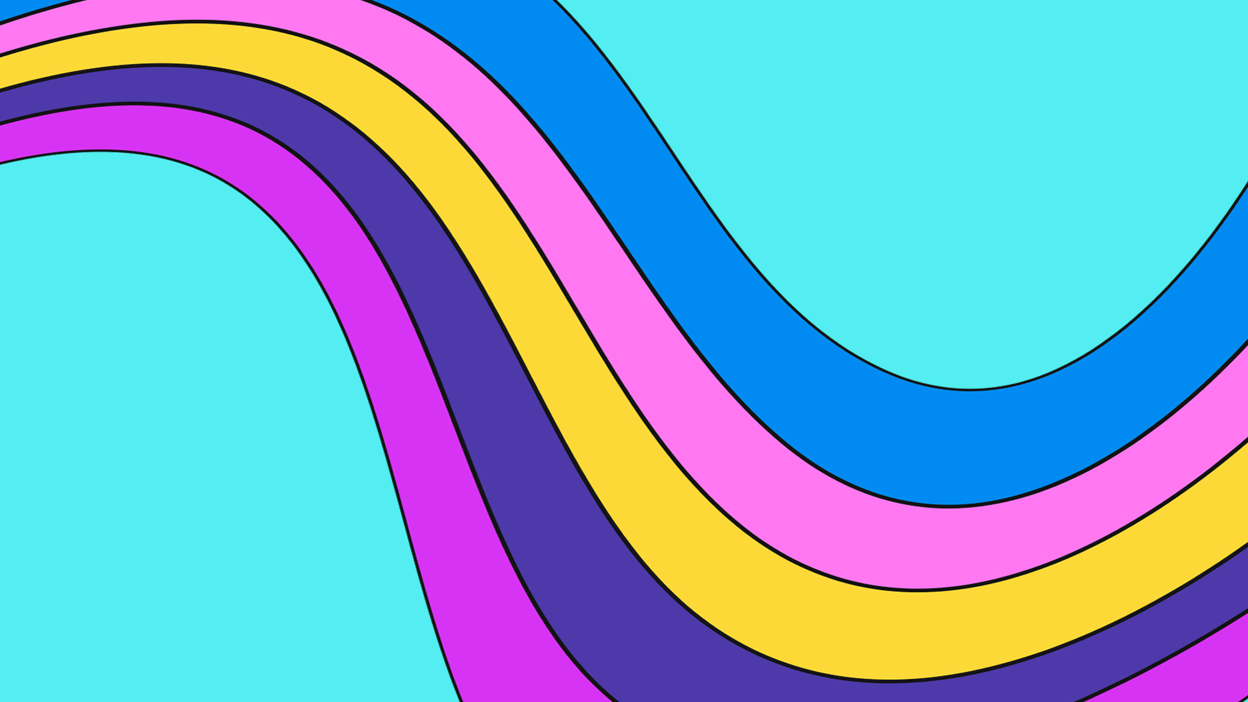 80s Retro Vintage Rainbow Wave Wallpaper