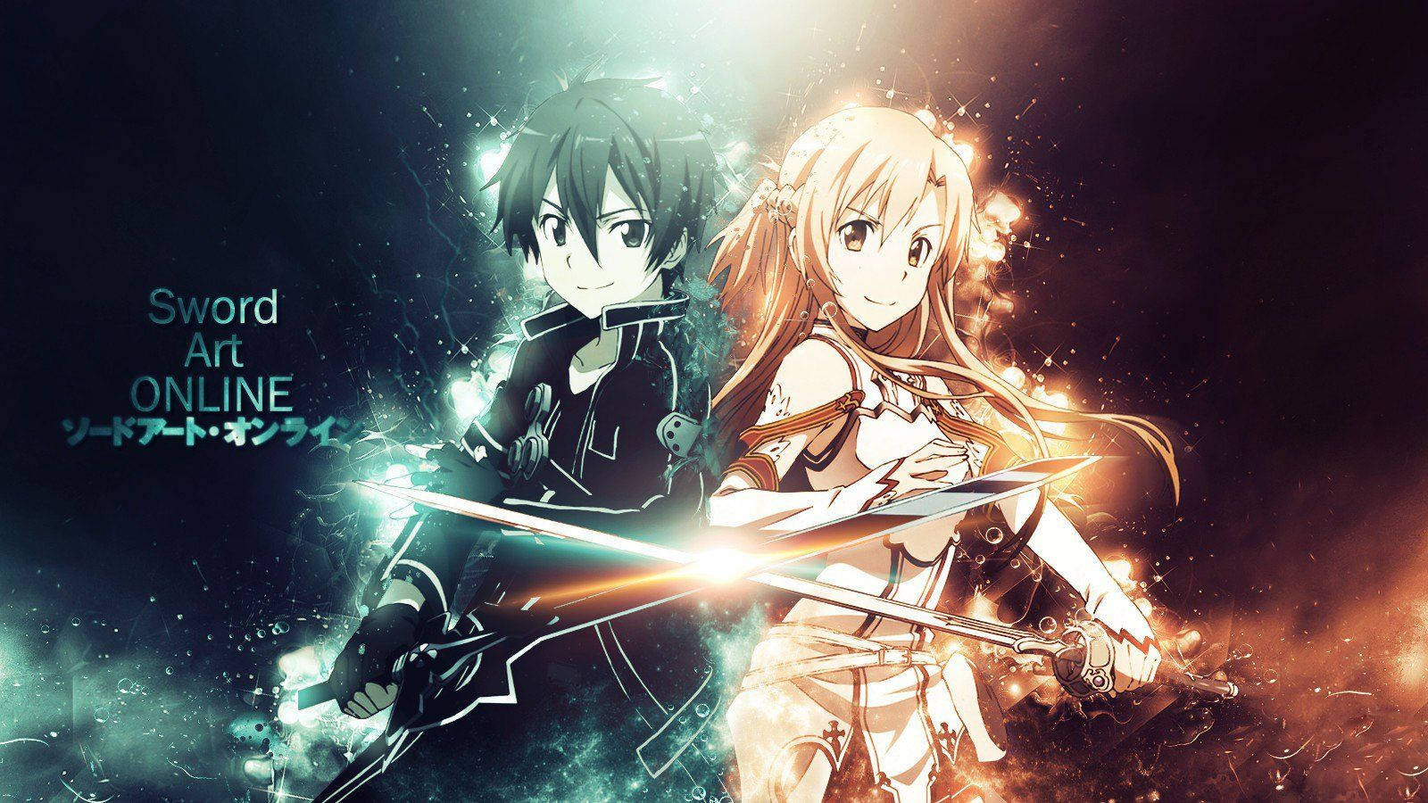 A Breathtaking View Of Kirito & Asuna From The World Of Sao Wallpaper