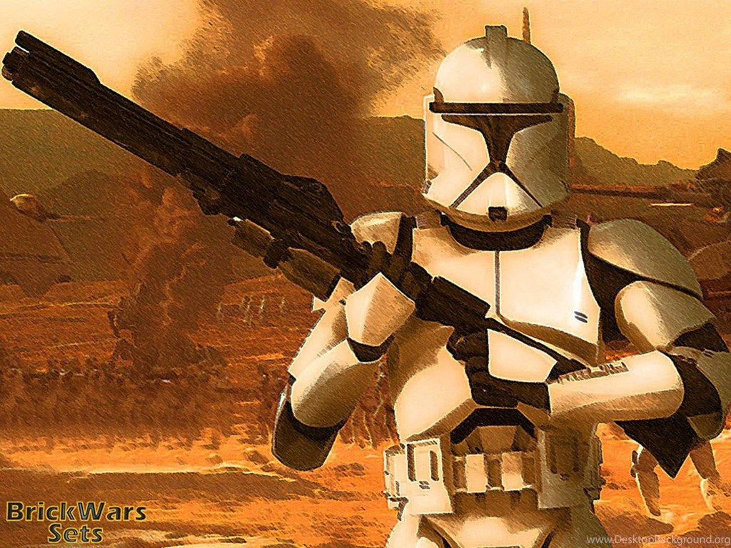 A Clone Trooper On Patrol Wallpaper