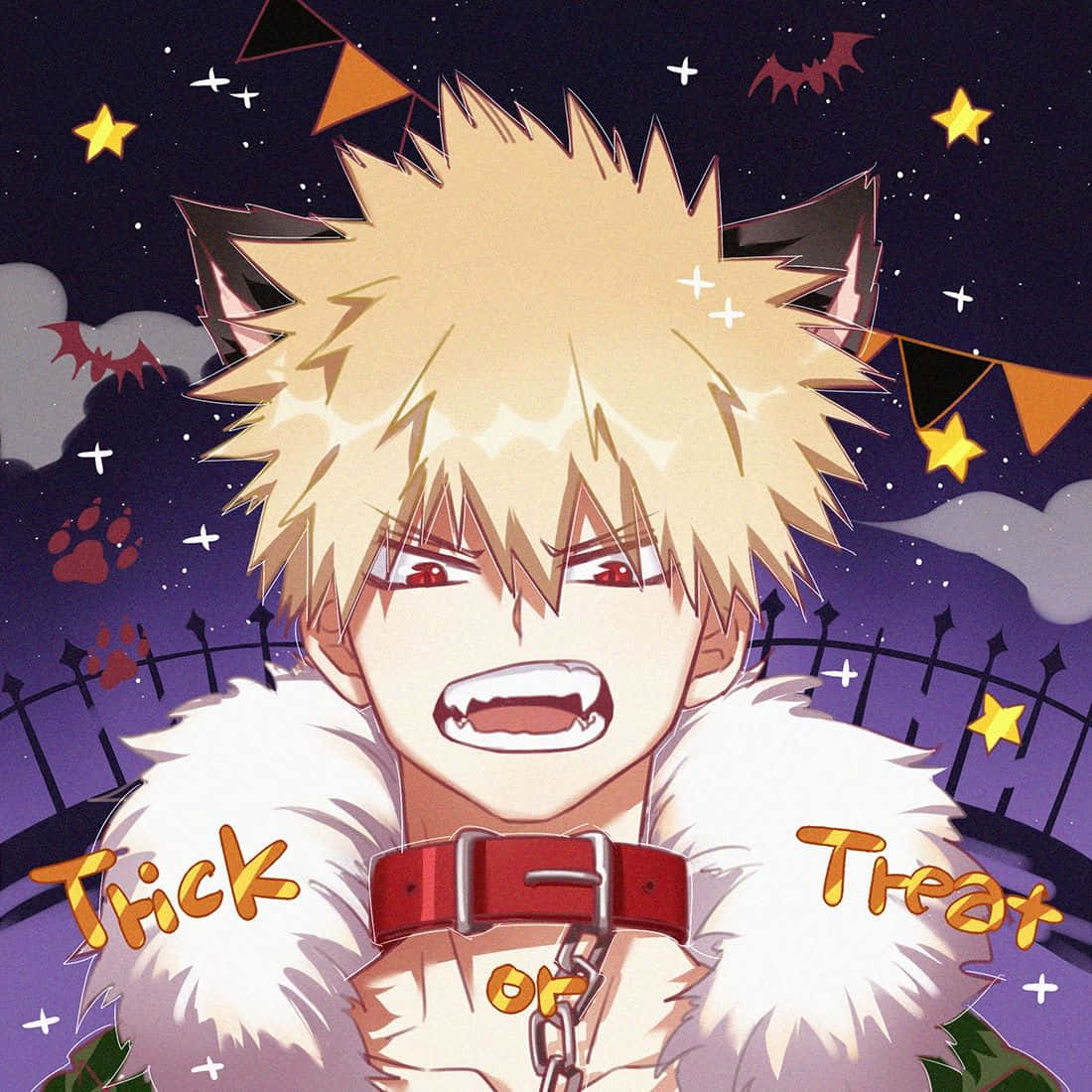 A Close-up Of The Vibrant And Distinct Features Of Bakugou's Face Wallpaper