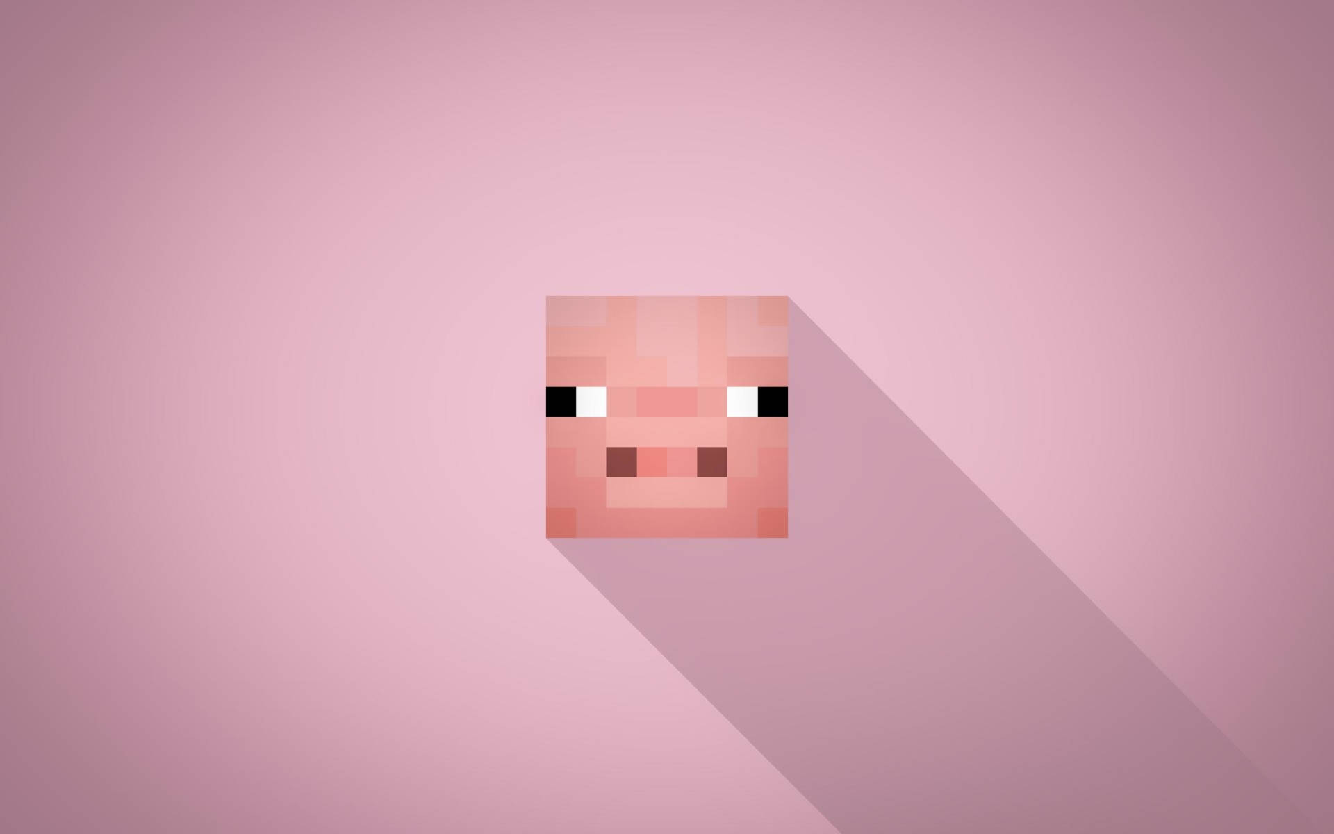 A Vibrant Scene From Minecraft Gaming With Adorable Pink Pig Avatar. Wallpaper