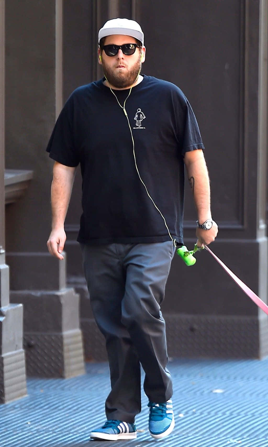 Actor Jonah Hill Having Fun While Doing His Take In Set.