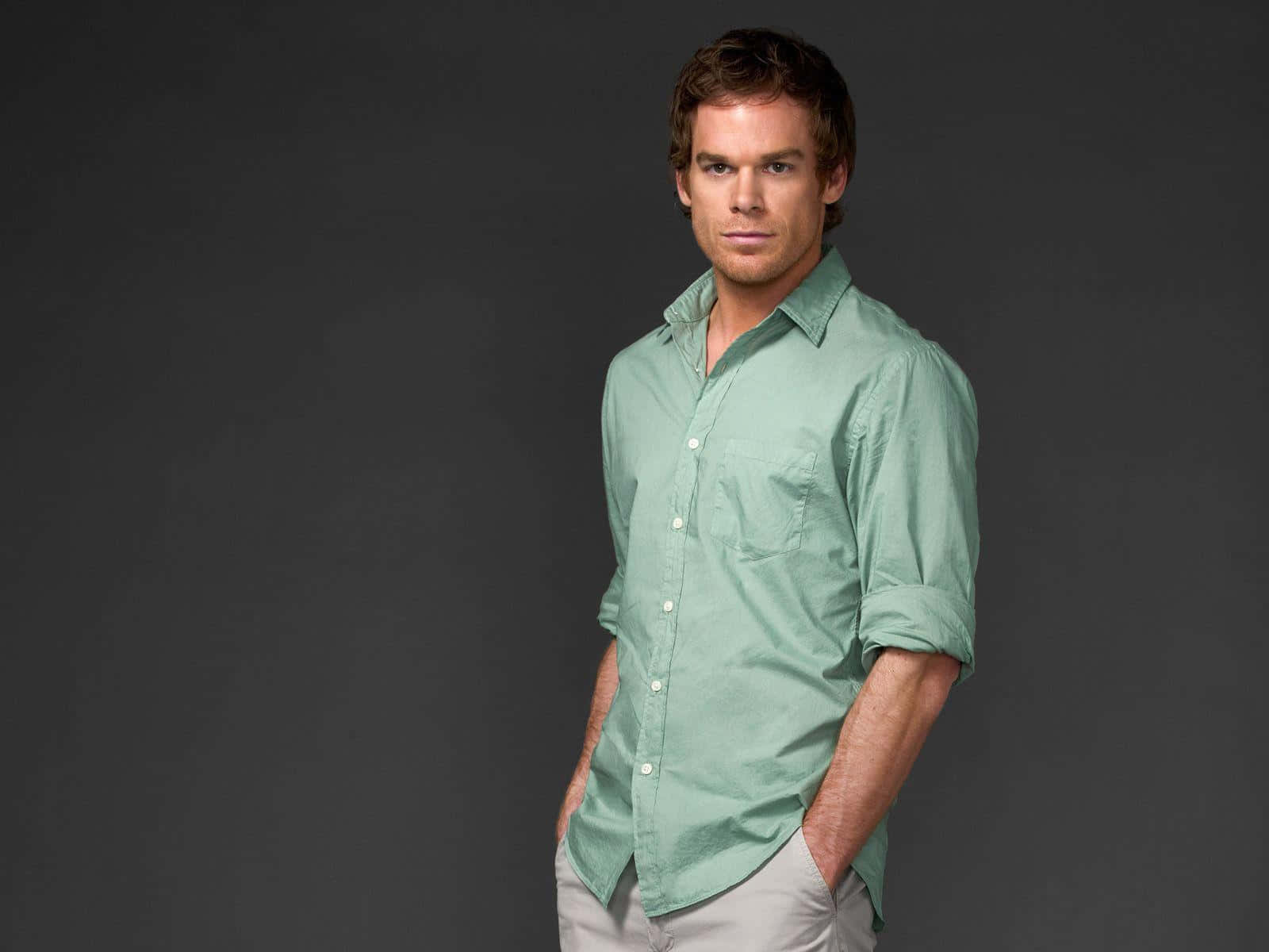 Actor Michael C. Hall Poses In A Bowtie. Wallpaper