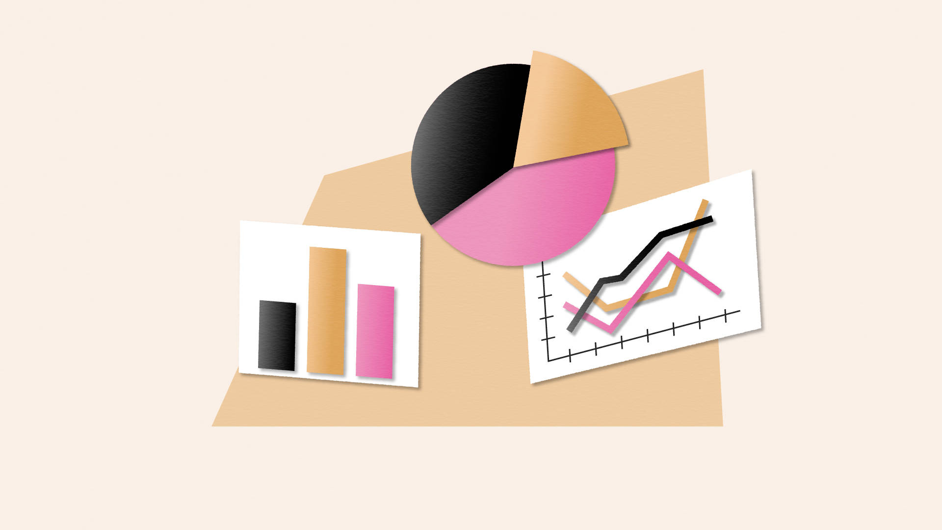 Actuary Work Aesthetic Line Graphs Pie Chart Wallpaper