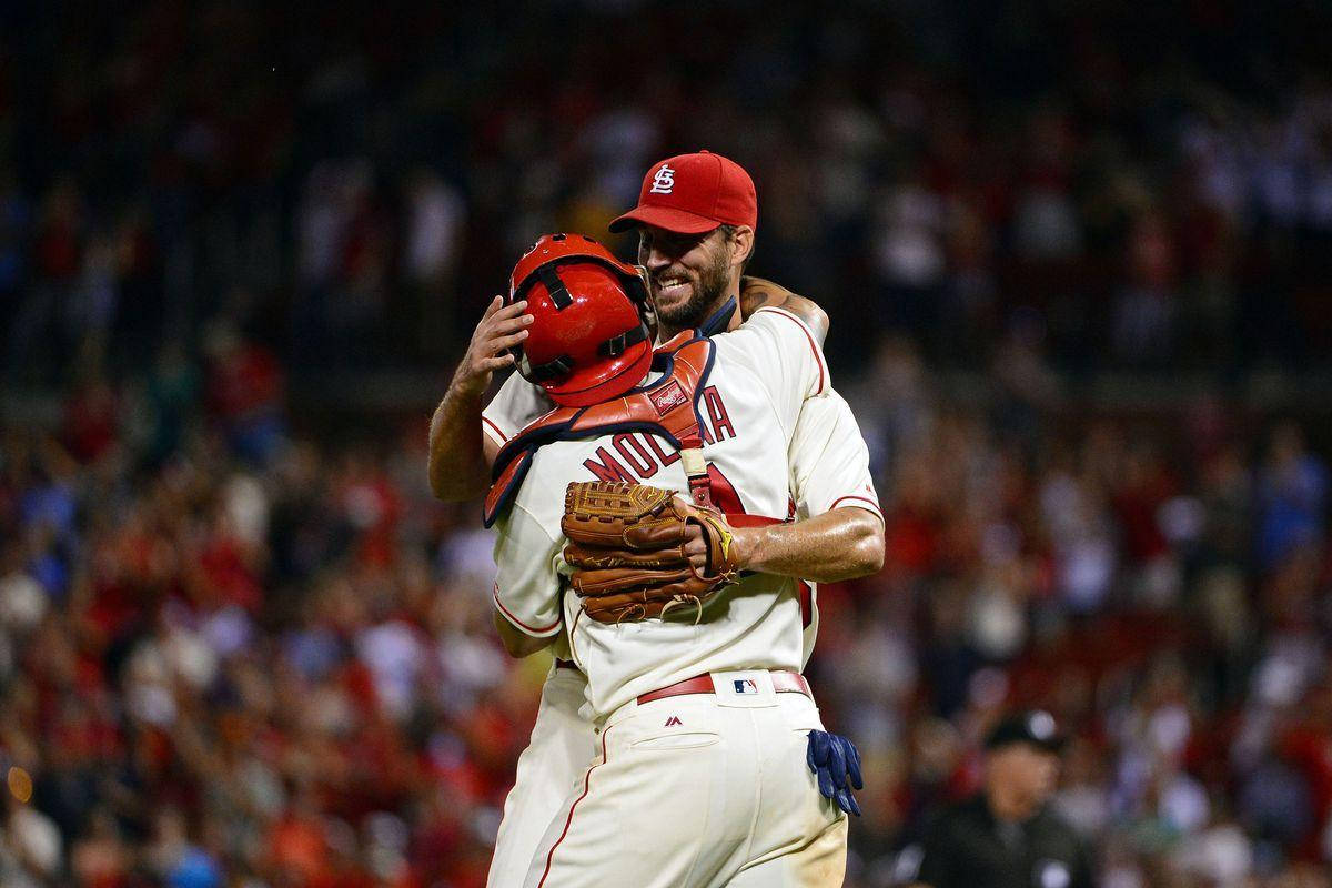 Adam Wainwright Hugging Teammate Wallpaper