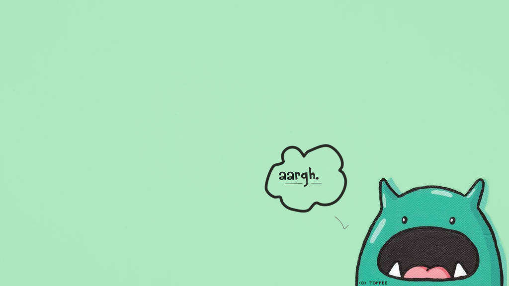 Adorable Green Cartoon Monster Brightening Up Your Laptop Screen. Wallpaper