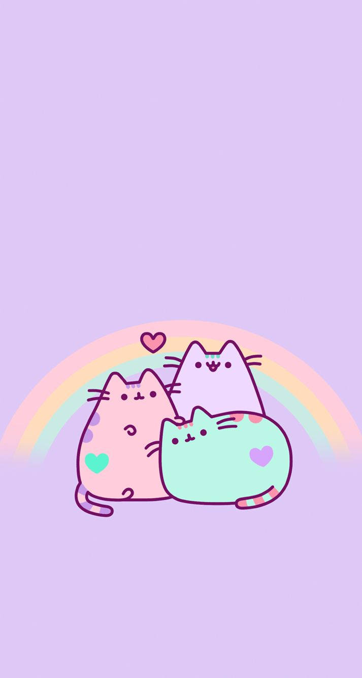 Adorable Pastel Pusheen Cats Bring Joy Wallpaper