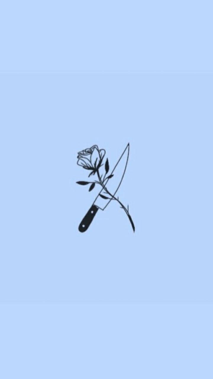 Aesthetic Knife And Rose Wallpaper