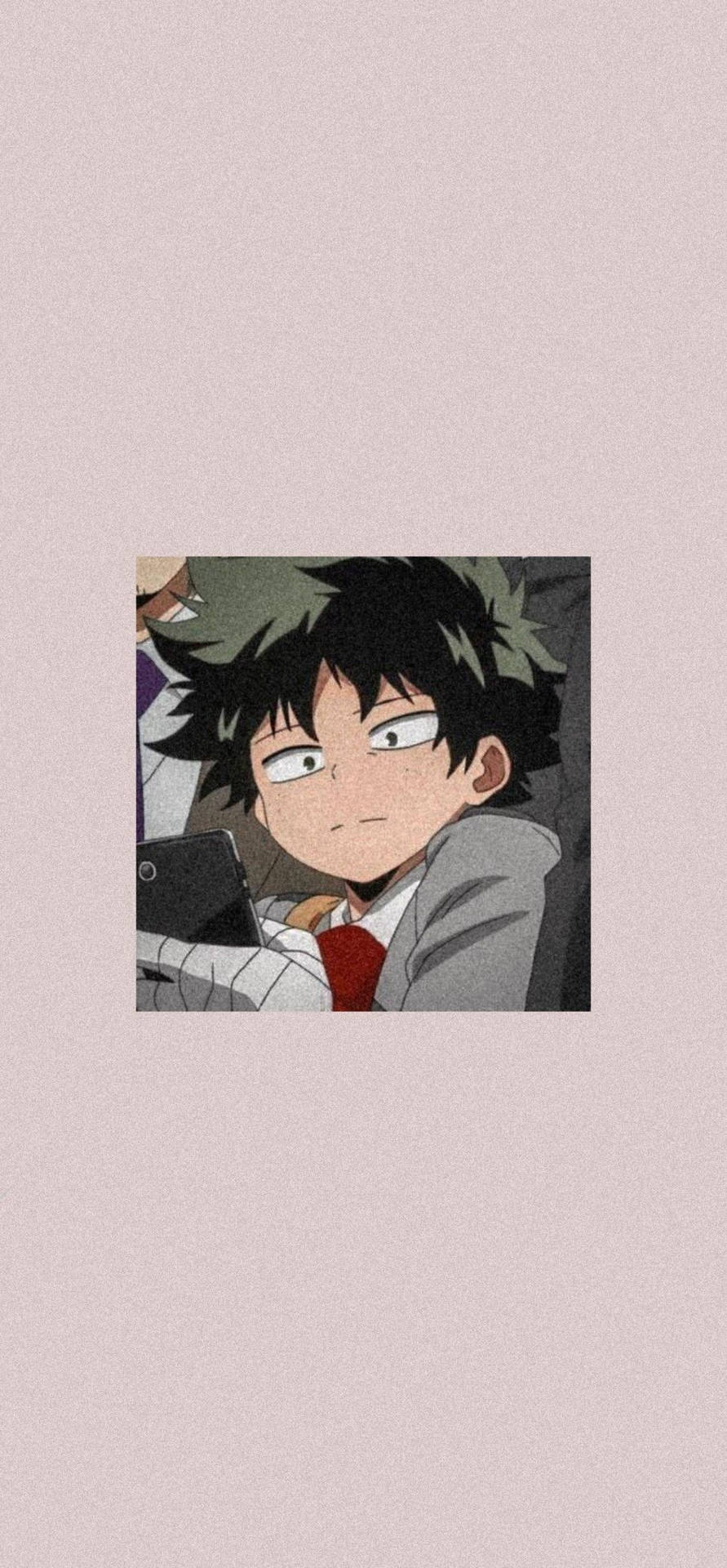 Aesthetic My Hero Academia Midoriya Using A Phone Wallpaper