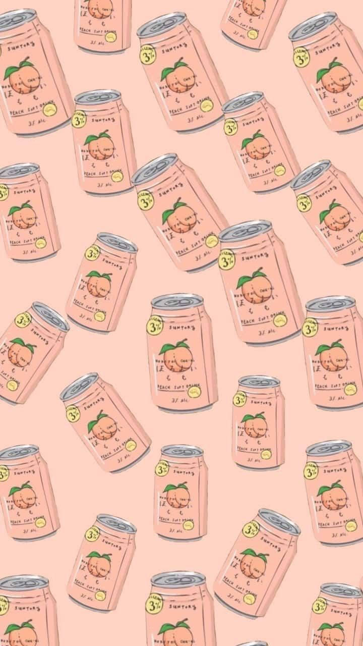 Aesthetic Peach-pink Beverage Cans Wallpaper