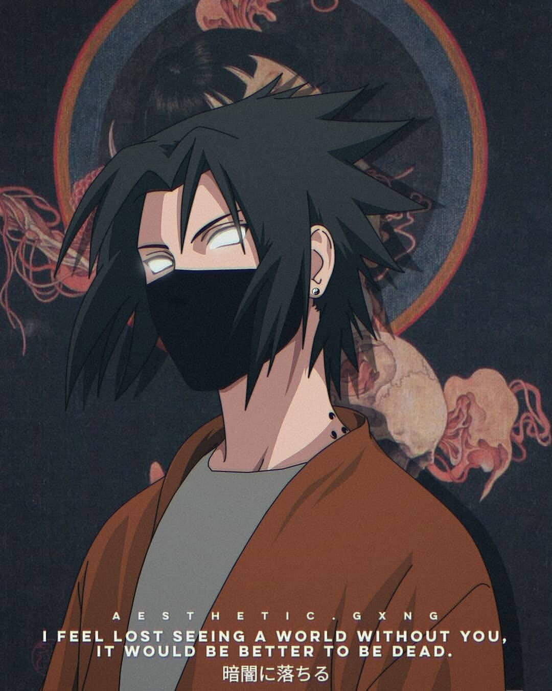 Aesthetic Sasuke Brown-themed Graphic Wallpaper