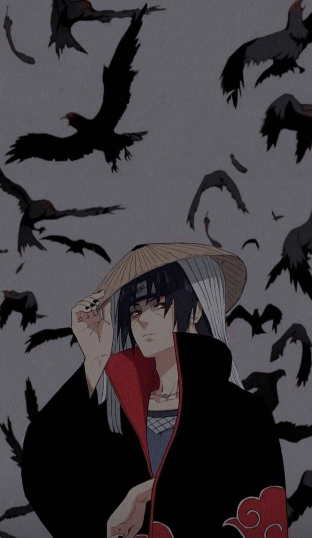 Akatsuki Uchiha Itachi Pfp Digital Art With Black Crows Wallpaper