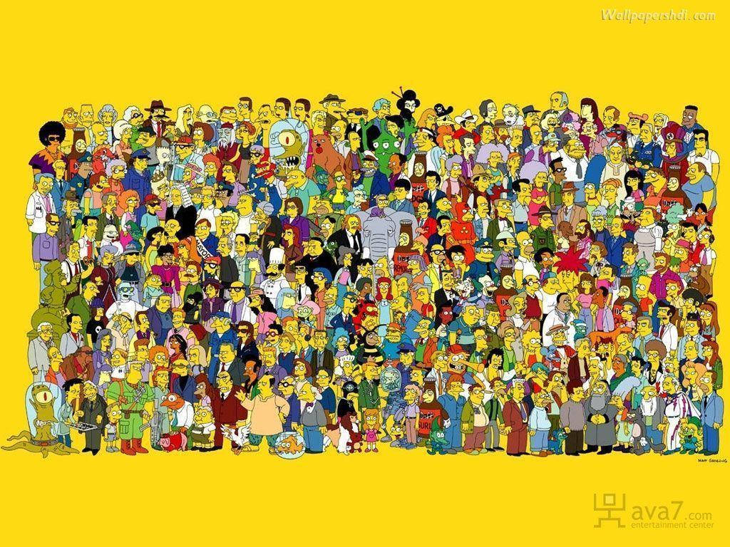 All-star Cast Of The Simpsons Poster Wallpaper