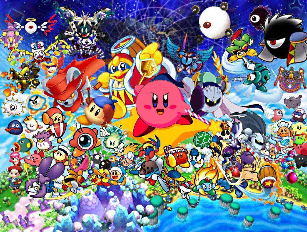 All The Fun Characters From The Popular Action-adventure Platform Video Game Kirby! Wallpaper