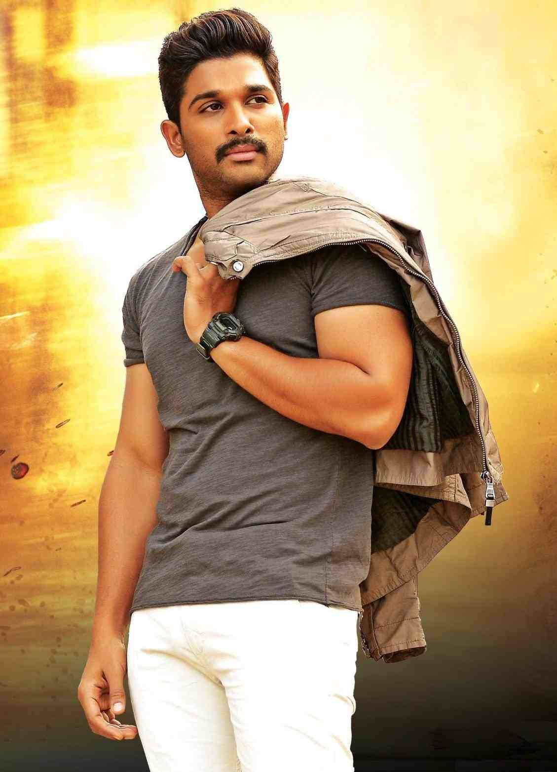 Allu Arjun With His Jacket On Shoulder Wallpaper