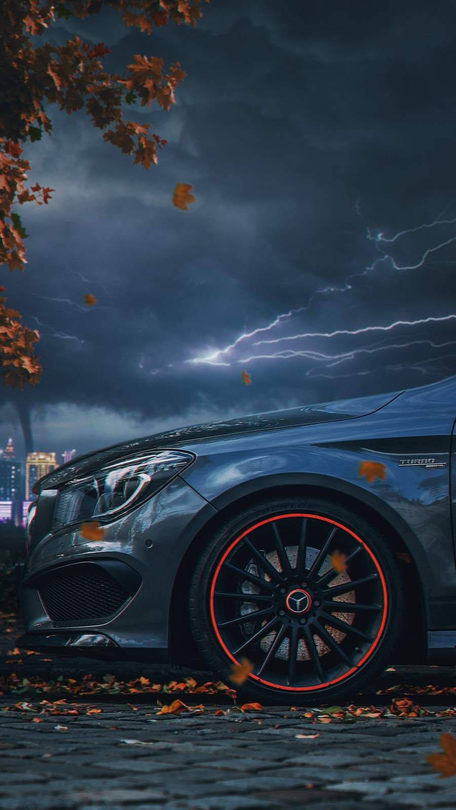 Amg And Lightning In The Sky Wallpaper