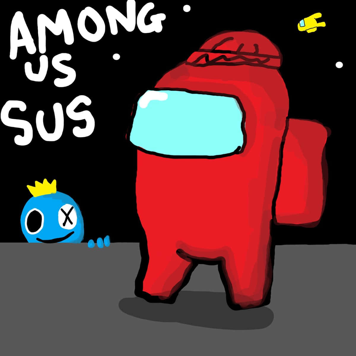 Among Us Red Crewmateand Blue Body Wallpaper