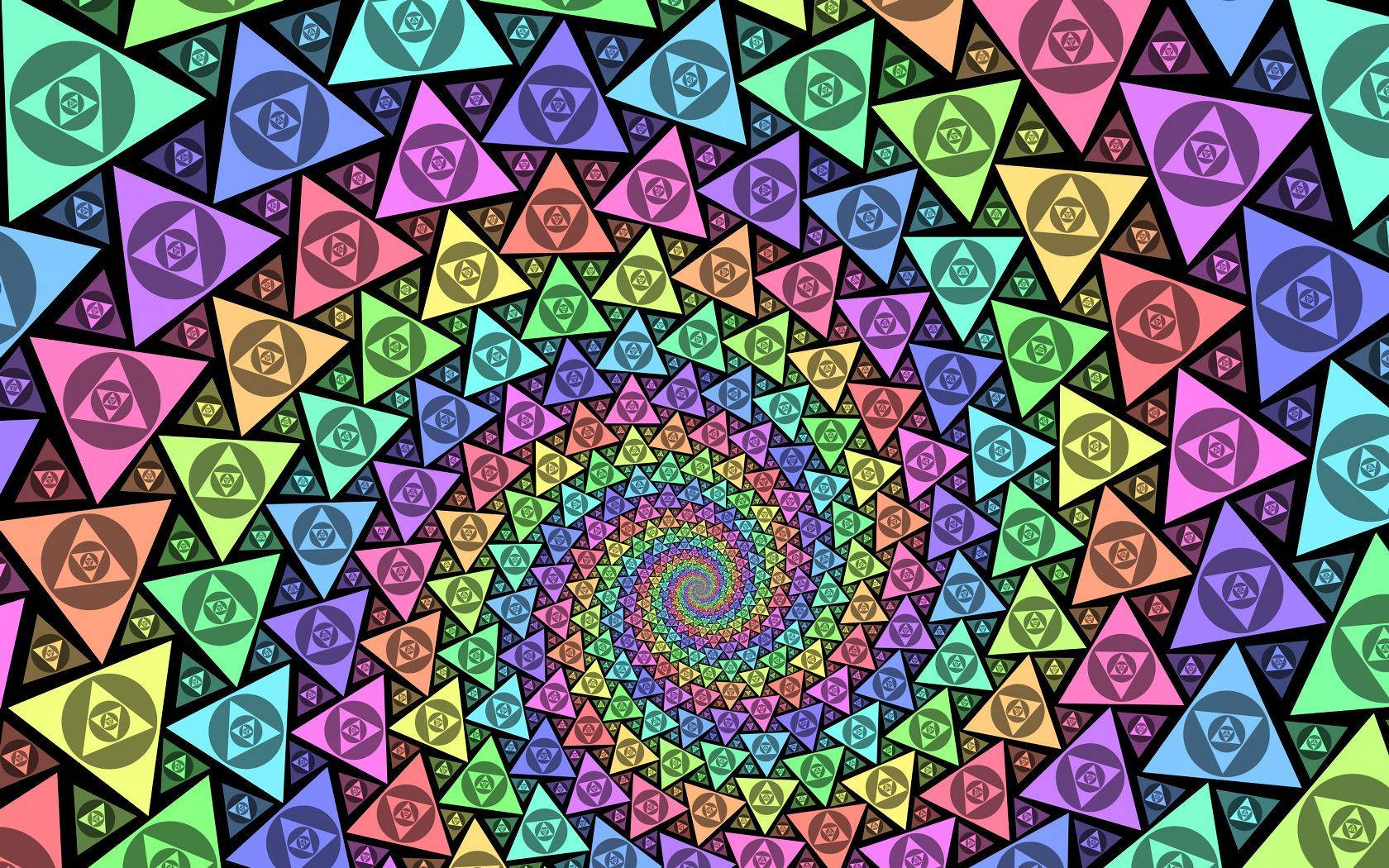 An Entrancing Spiral Of Colorful Triangles Wallpaper