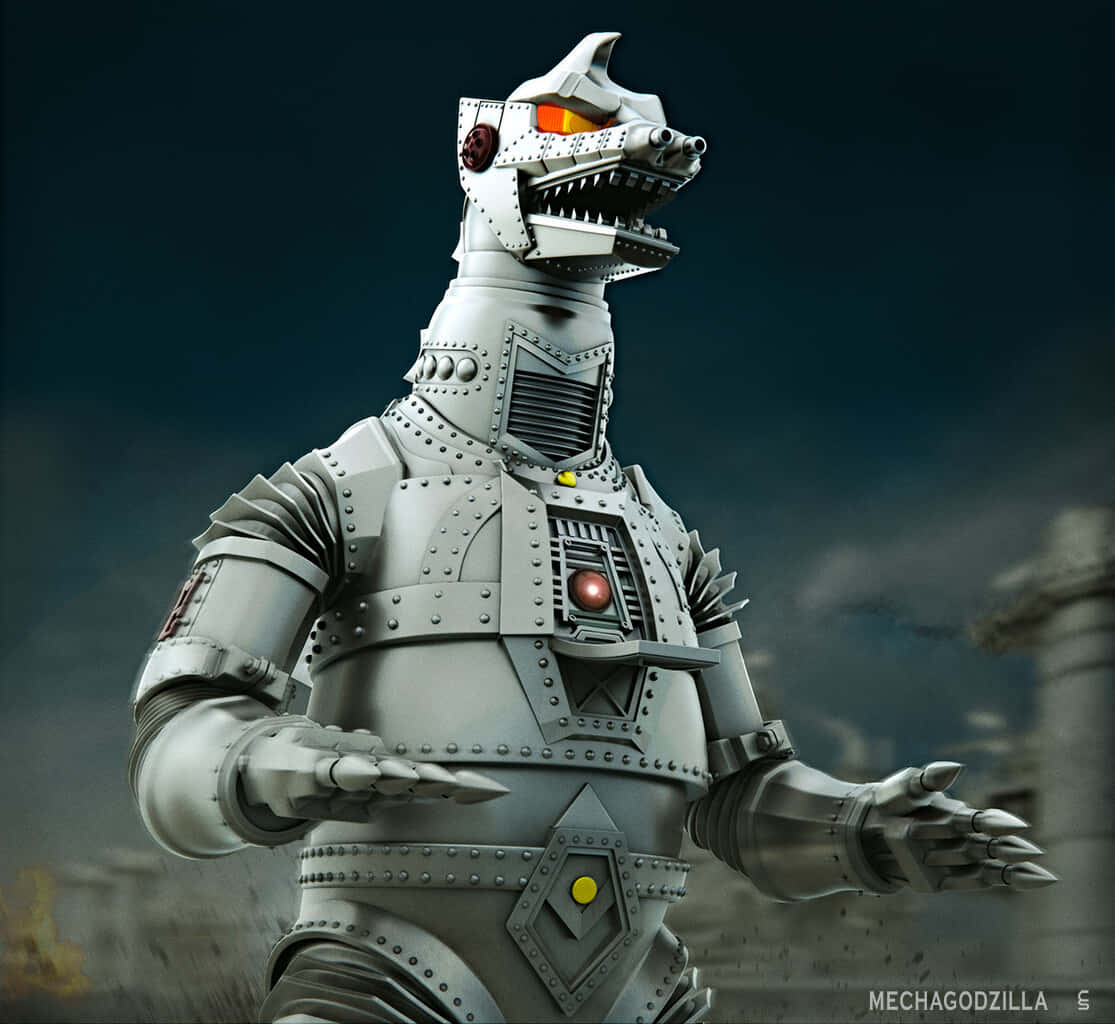 An Epic Battle: Mechagodzilla Towers Over A Demolished City Wallpaper