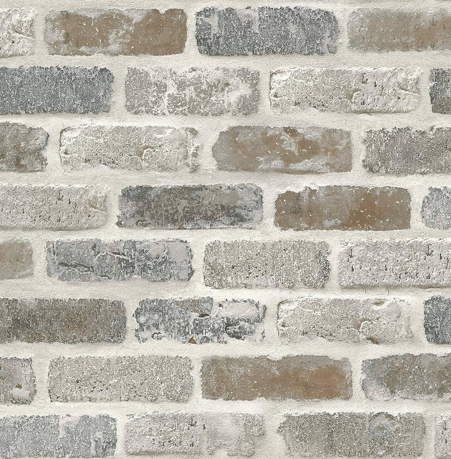 An Eye-catching Gray Wash Faux White Brick Wallpaper