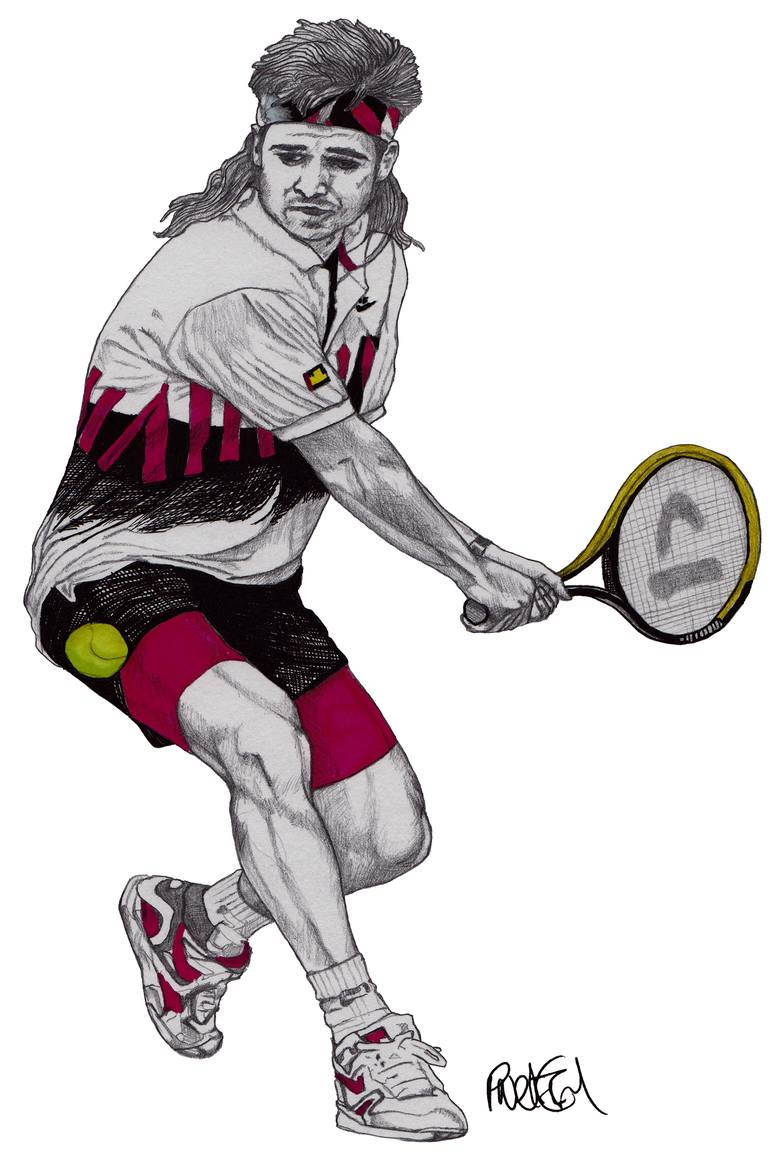 Andre Agassi In Action On The Tennis Court Wallpaper