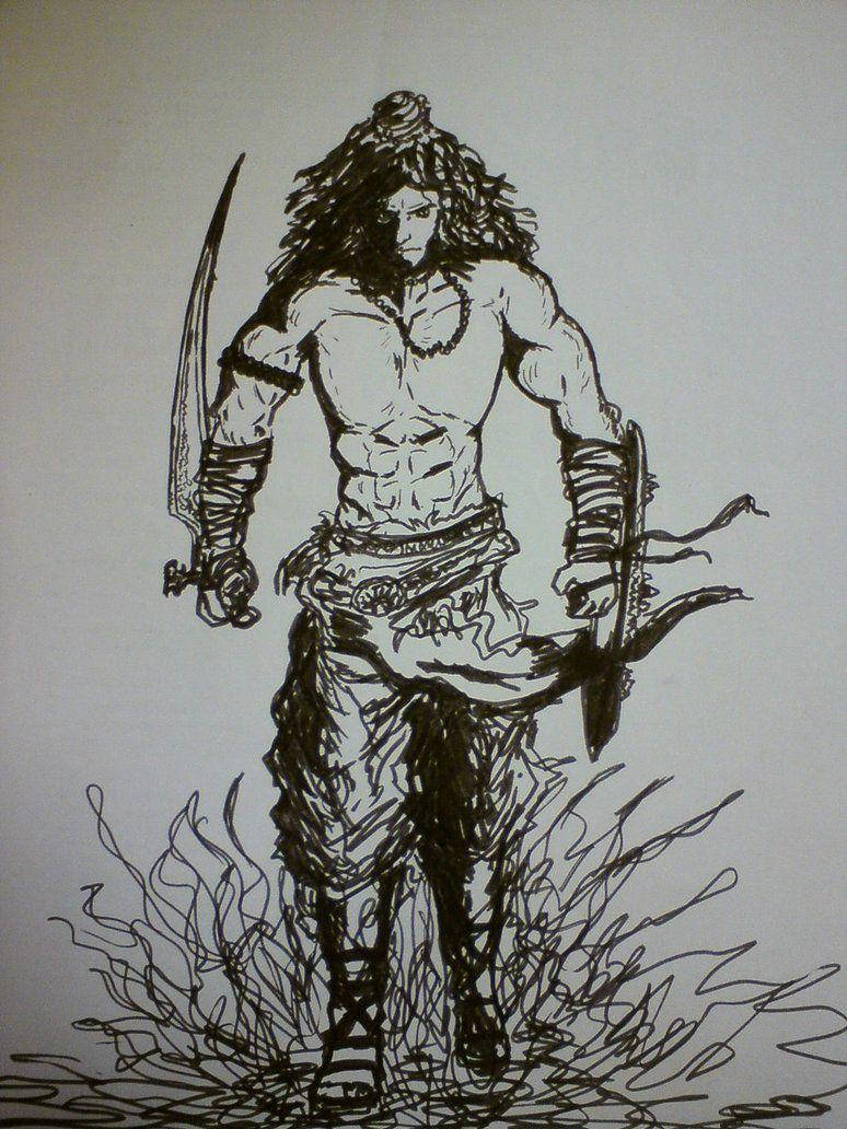 Angry Shiva Black Sketch Wallpaper