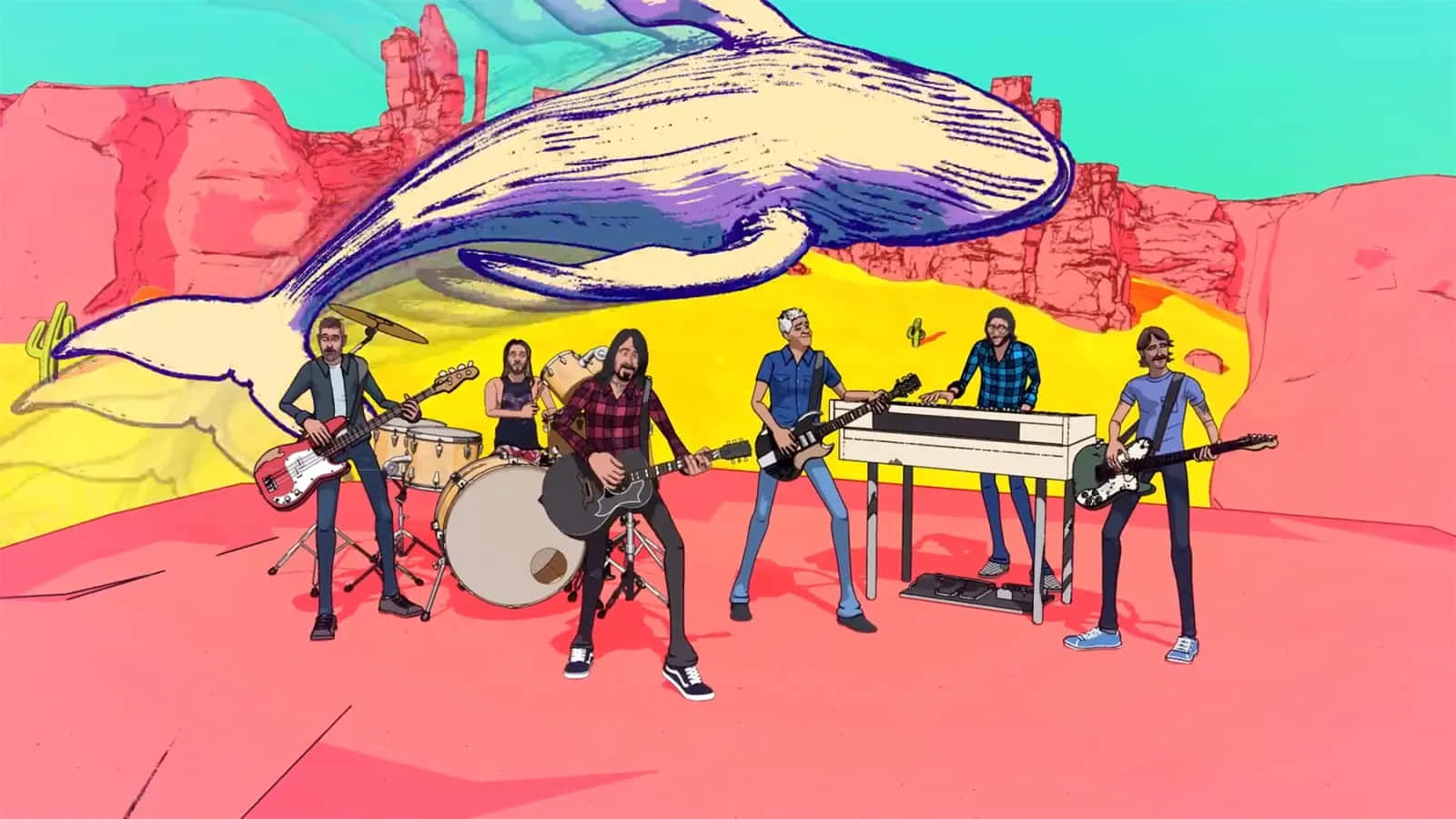 Animated Foo Fighters Desert Performance Wallpaper