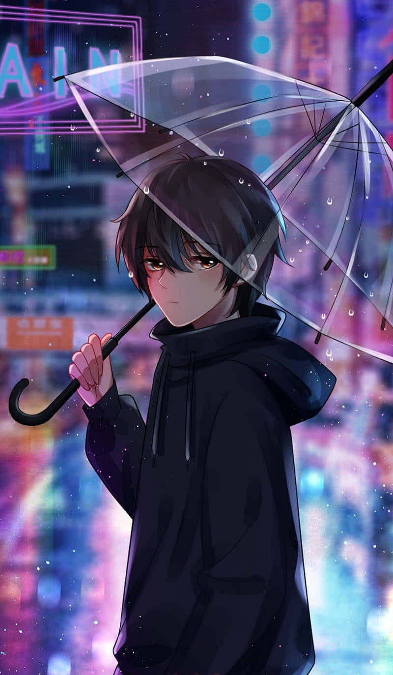 Anime Character With Umbrellain Rain Wallpaper
