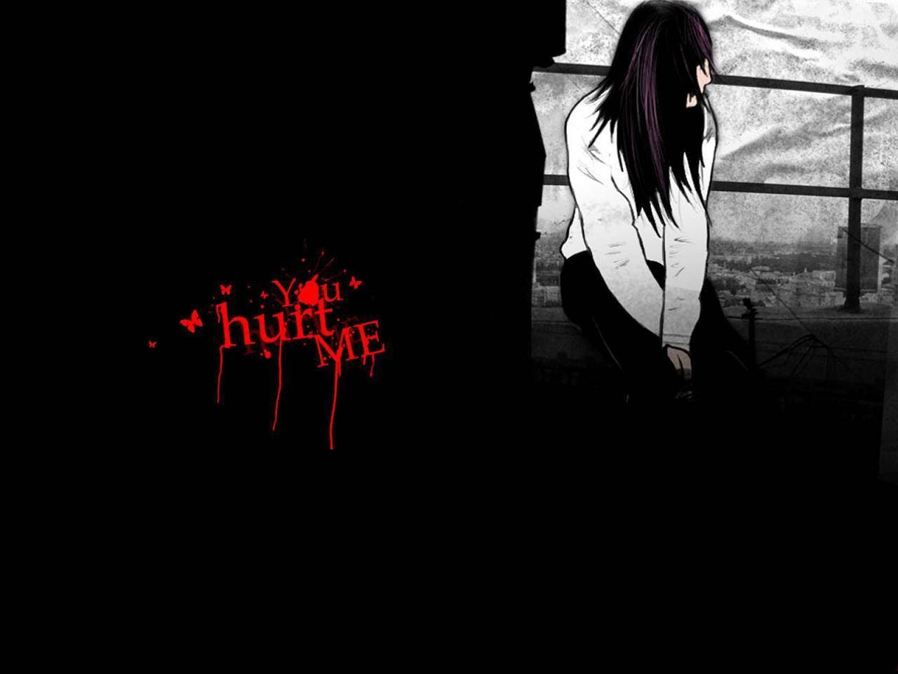 Anime Girl Sad Alone Hurt Me Black Aesthetic Wallpaper