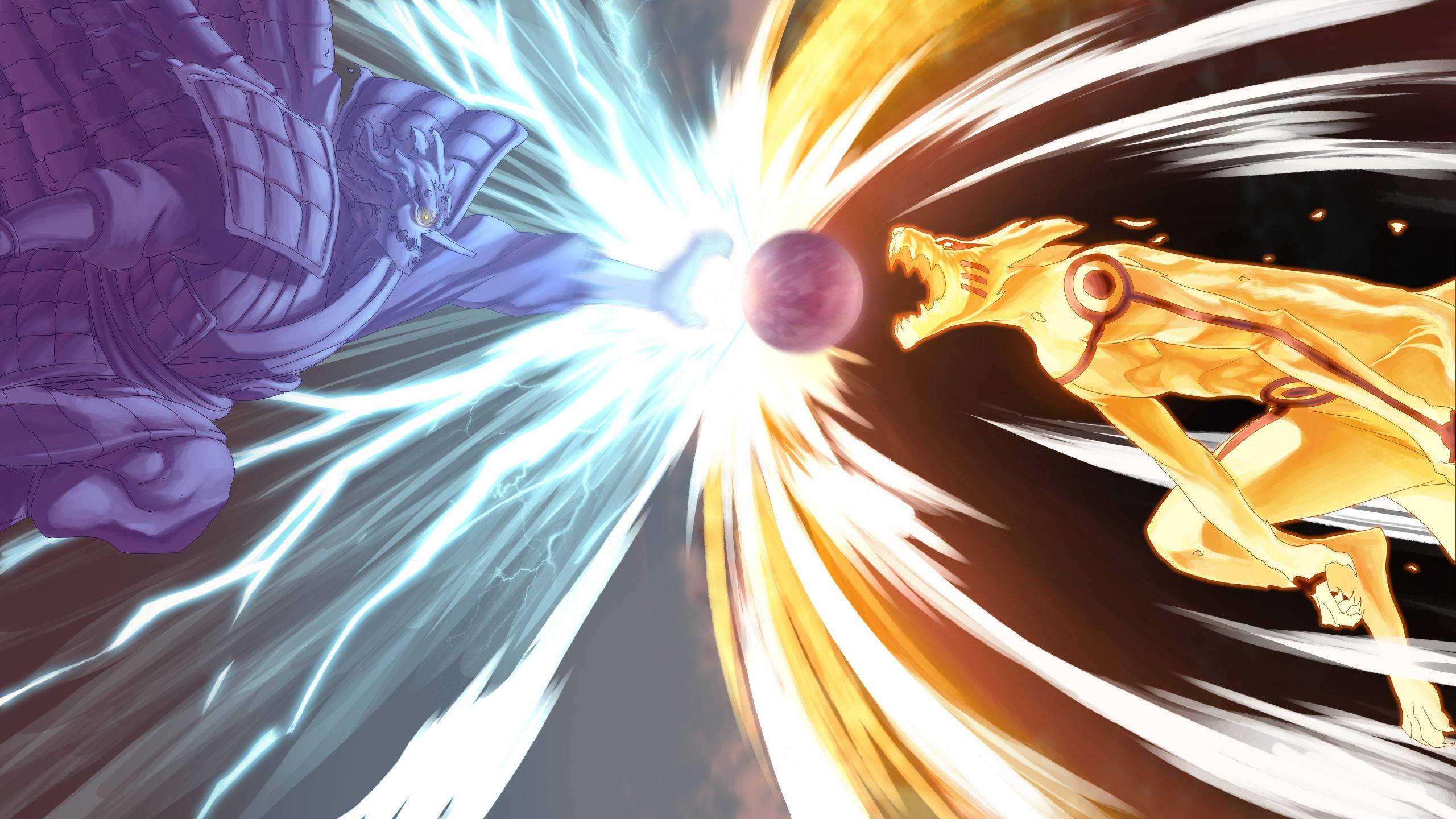 Anime Naruto Kurama Versus Sasuke Suppress Beast Wallpaper