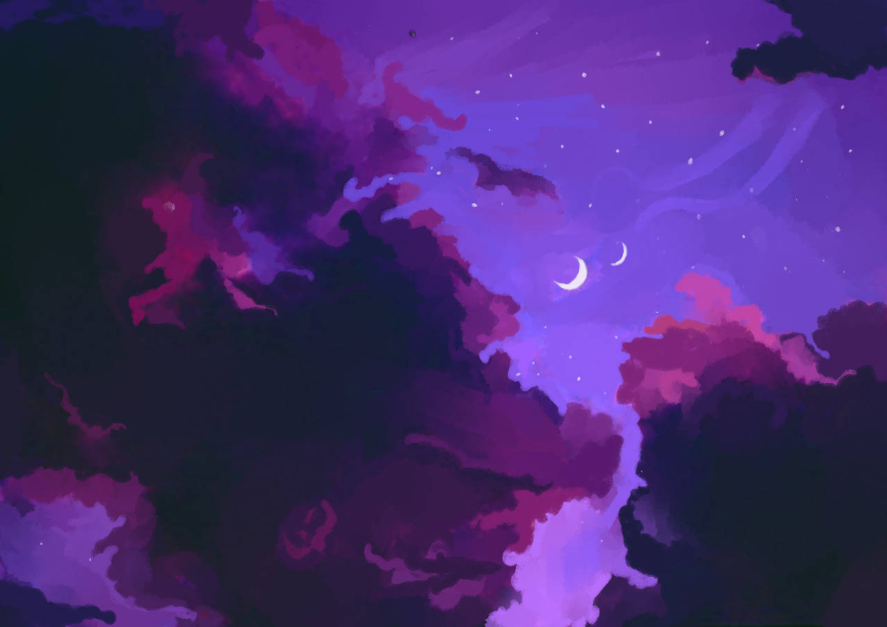 Anime Sky Dark Purple And Black Wallpaper