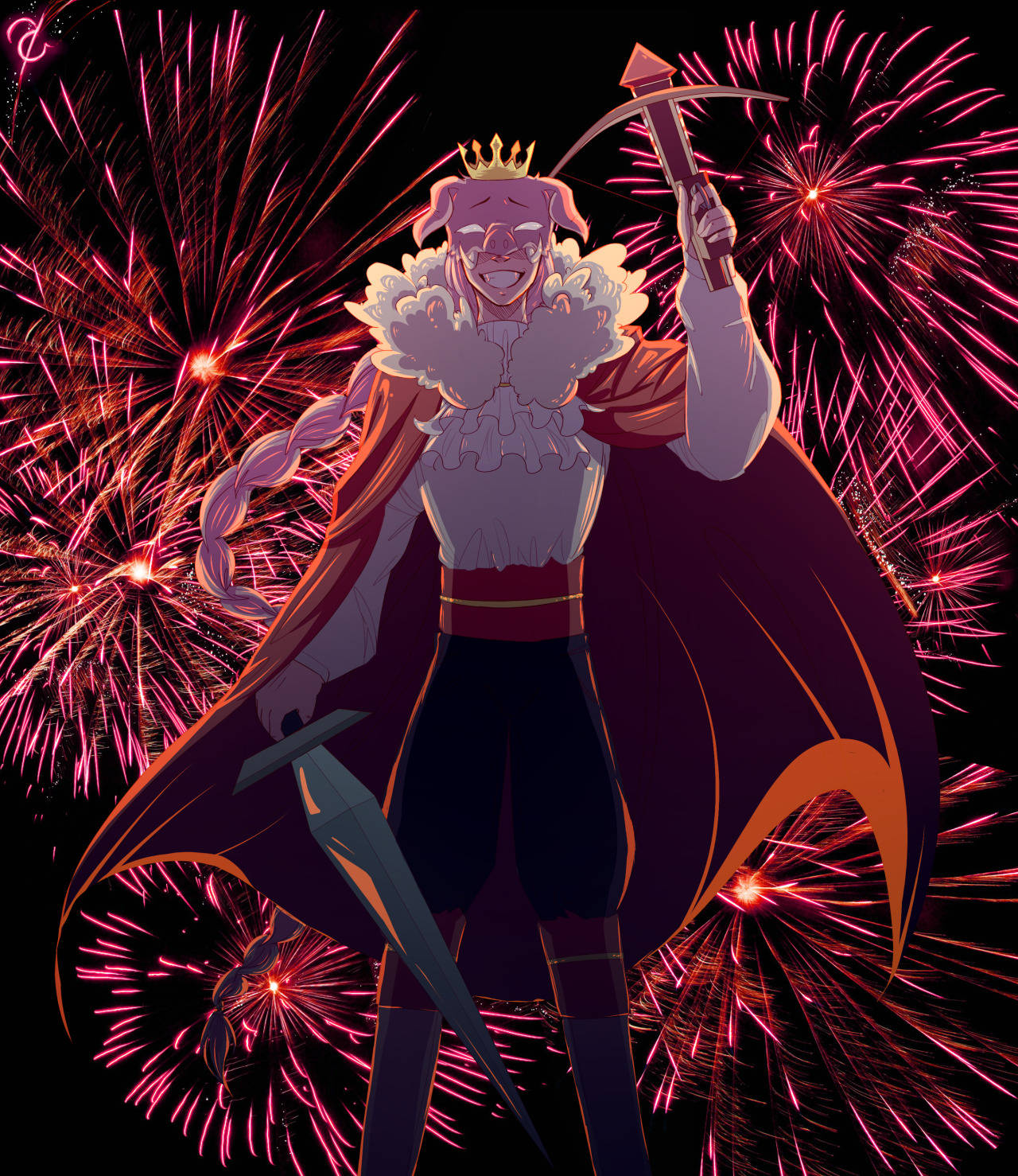 Anime Technoblade Under Fireworks Wallpaper