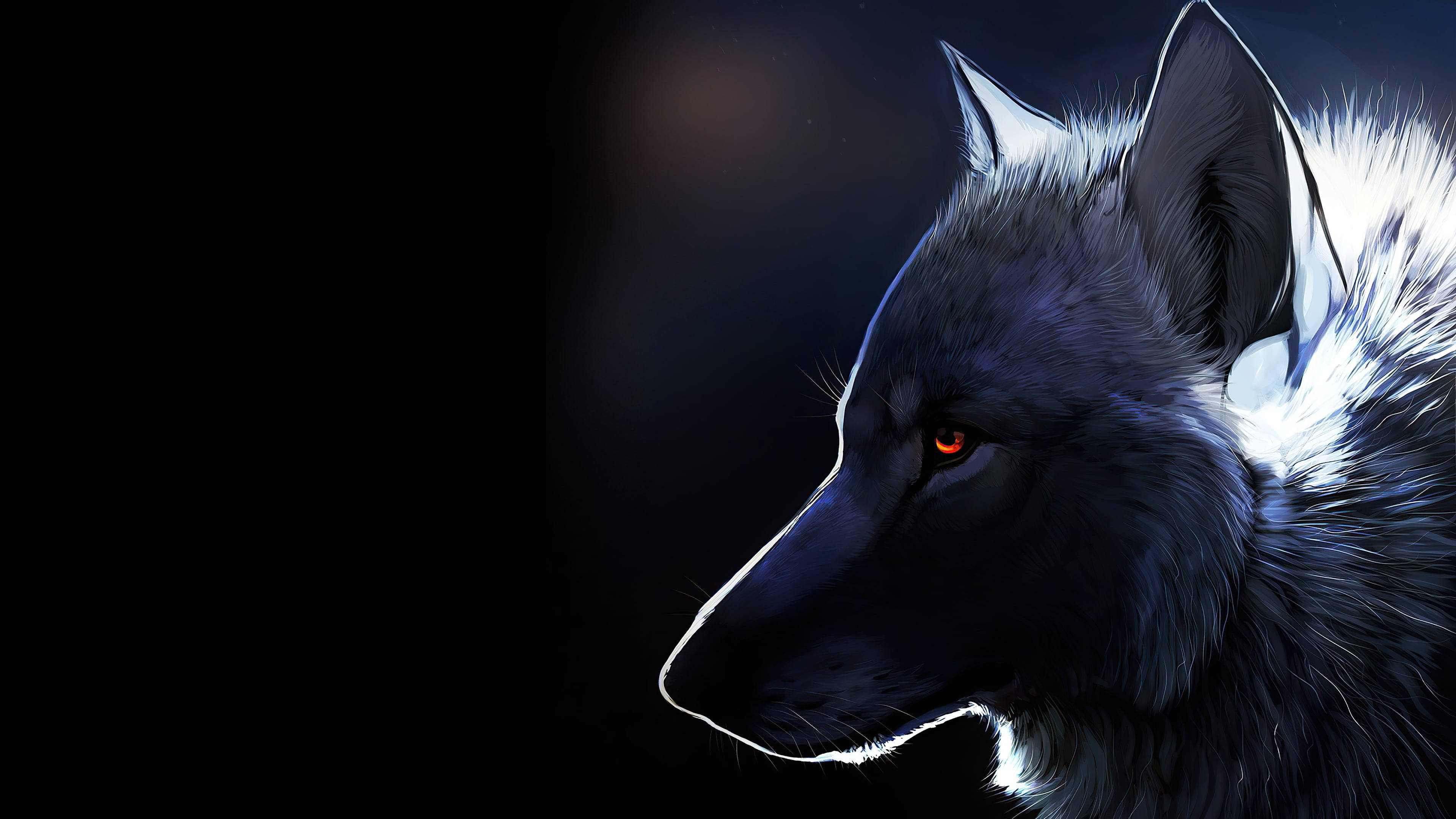 Anime Wolf Side Profile Dark Aesthetic Wallpaper