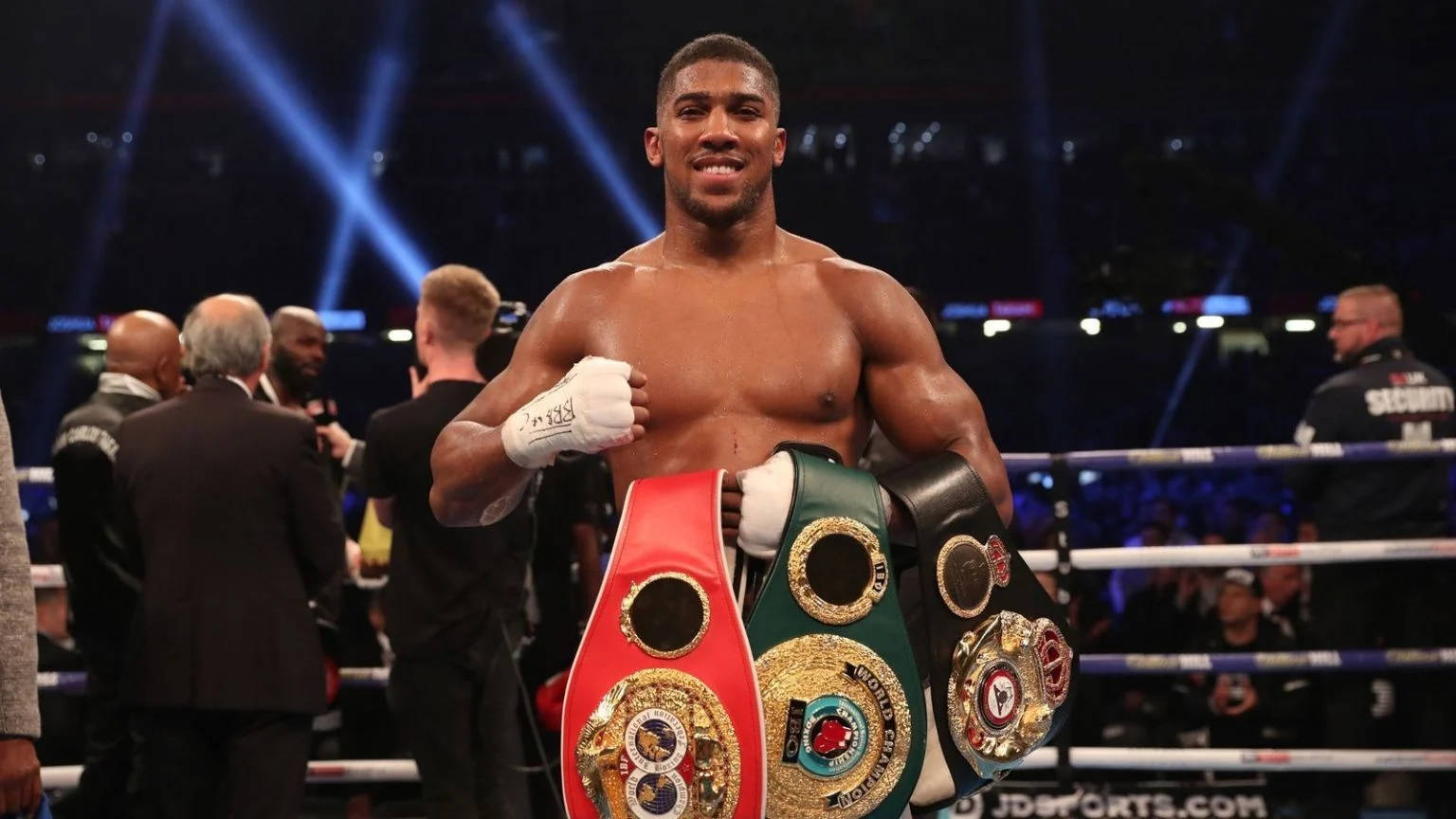 Anthony Joshua Happy Three Belts Wallpaper