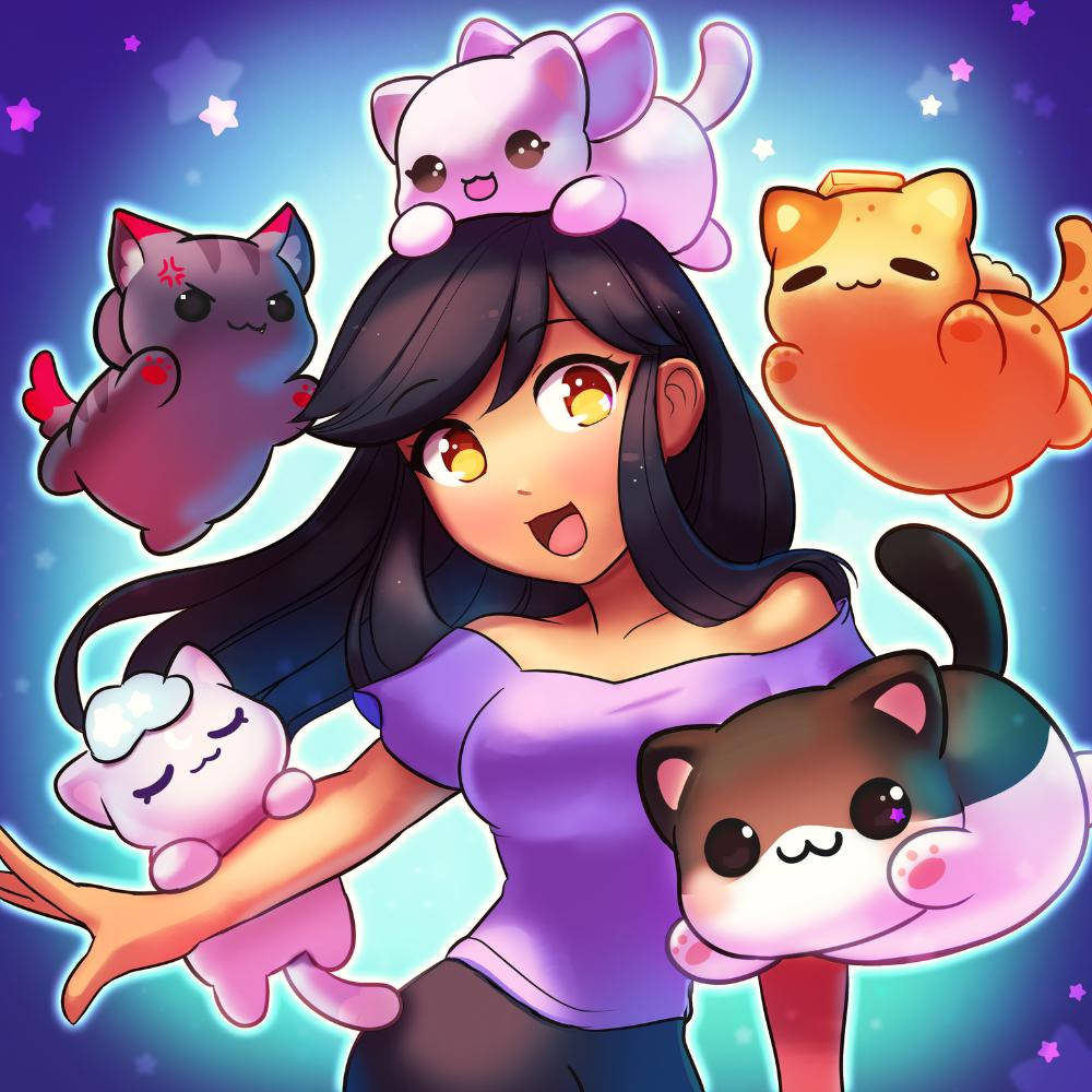 Aphmau With Five Cats Wallpaper