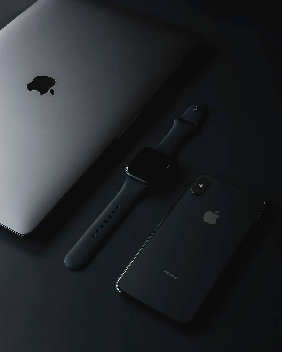 Apple Products Dark Minimalist Wallpaper