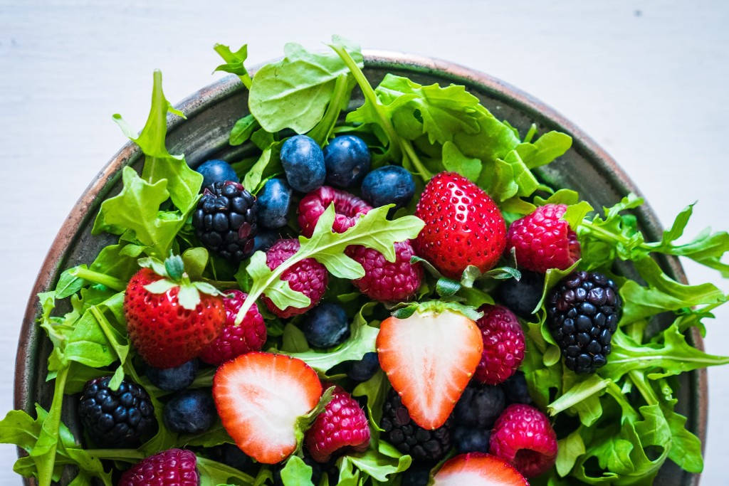 Arugula Leaves And Berries Salad Wallpaper