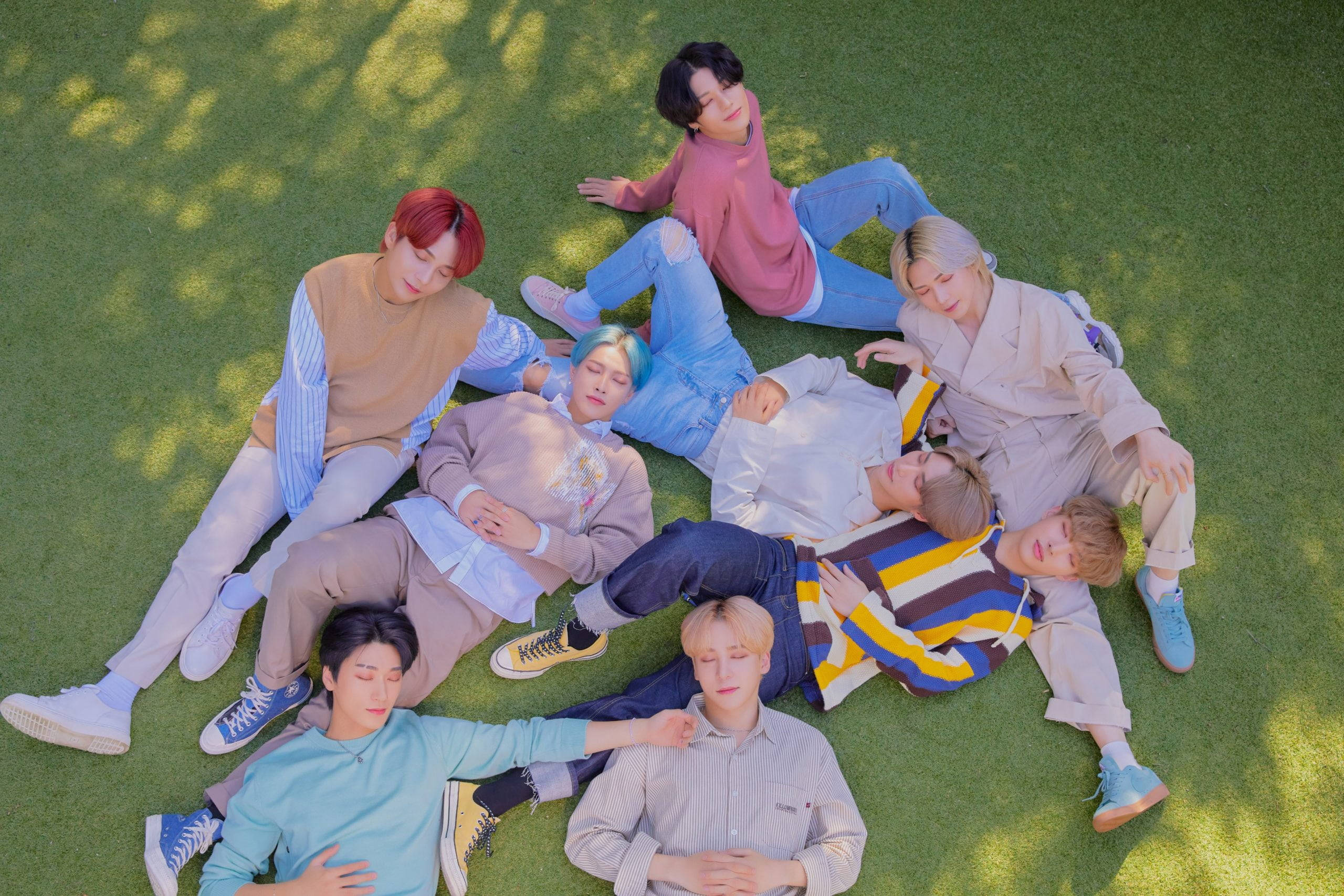 Ateez In Field Wallpaper