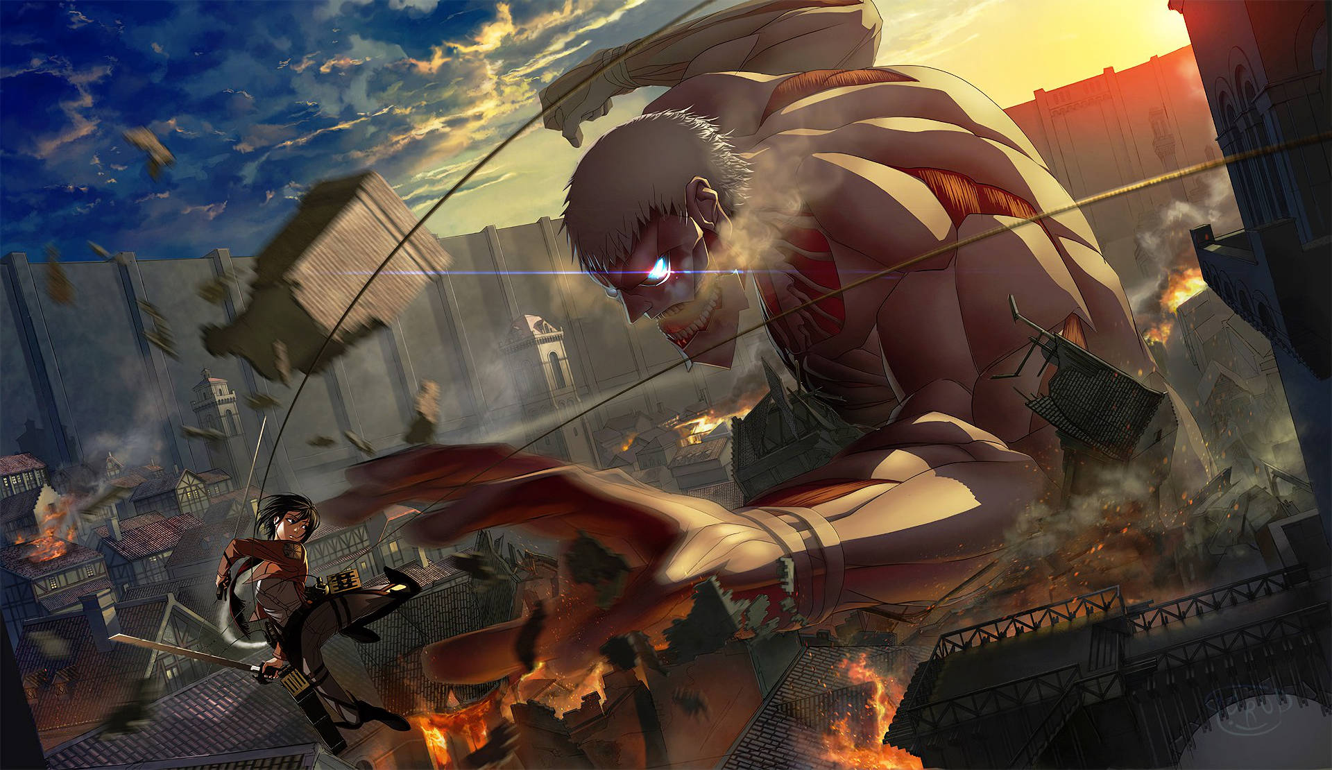 Attack On Titan Pc Armored Titan Battle Wallpaper