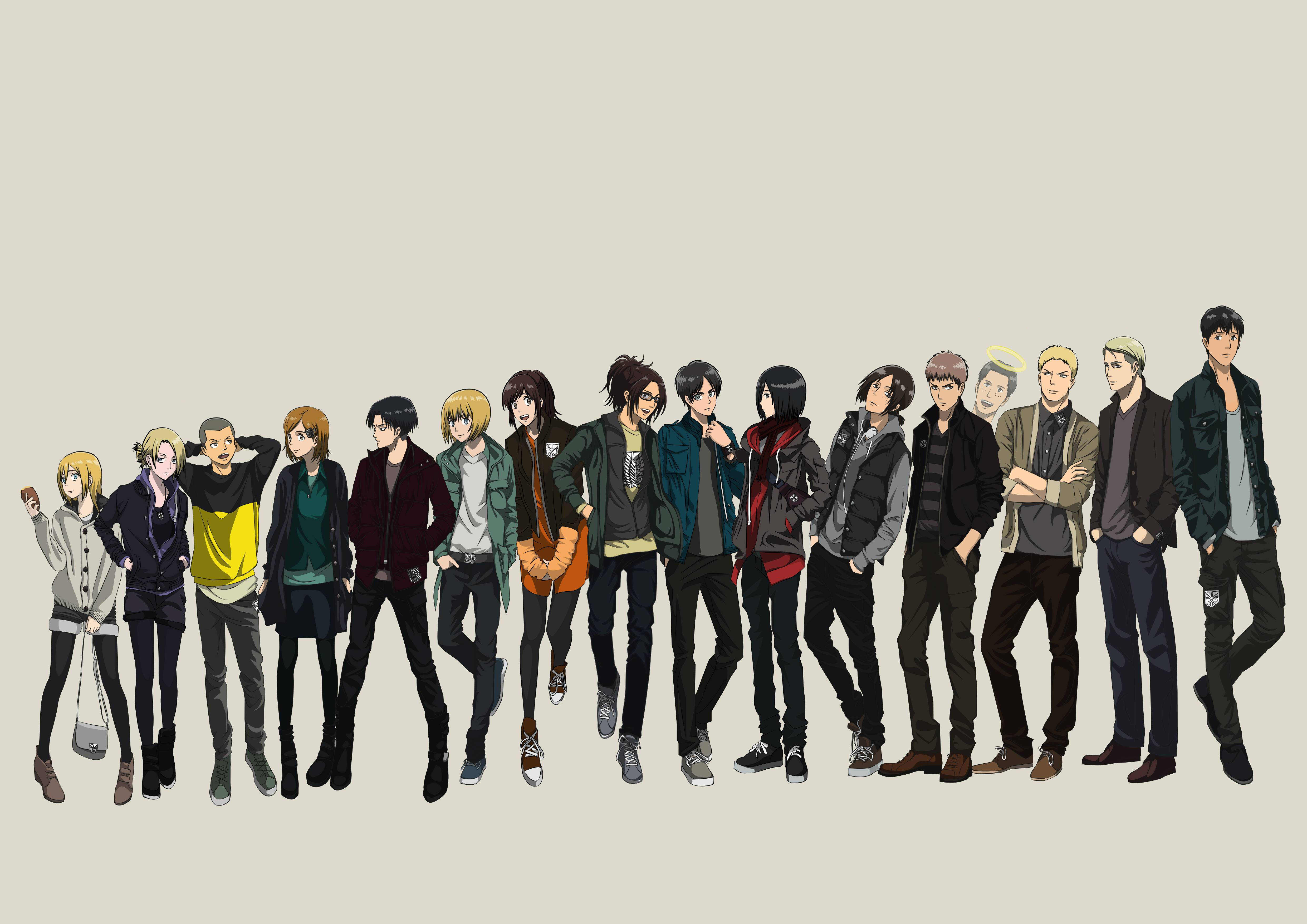 Attack On Titan Pc Main Cast Modern Casual Wallpaper