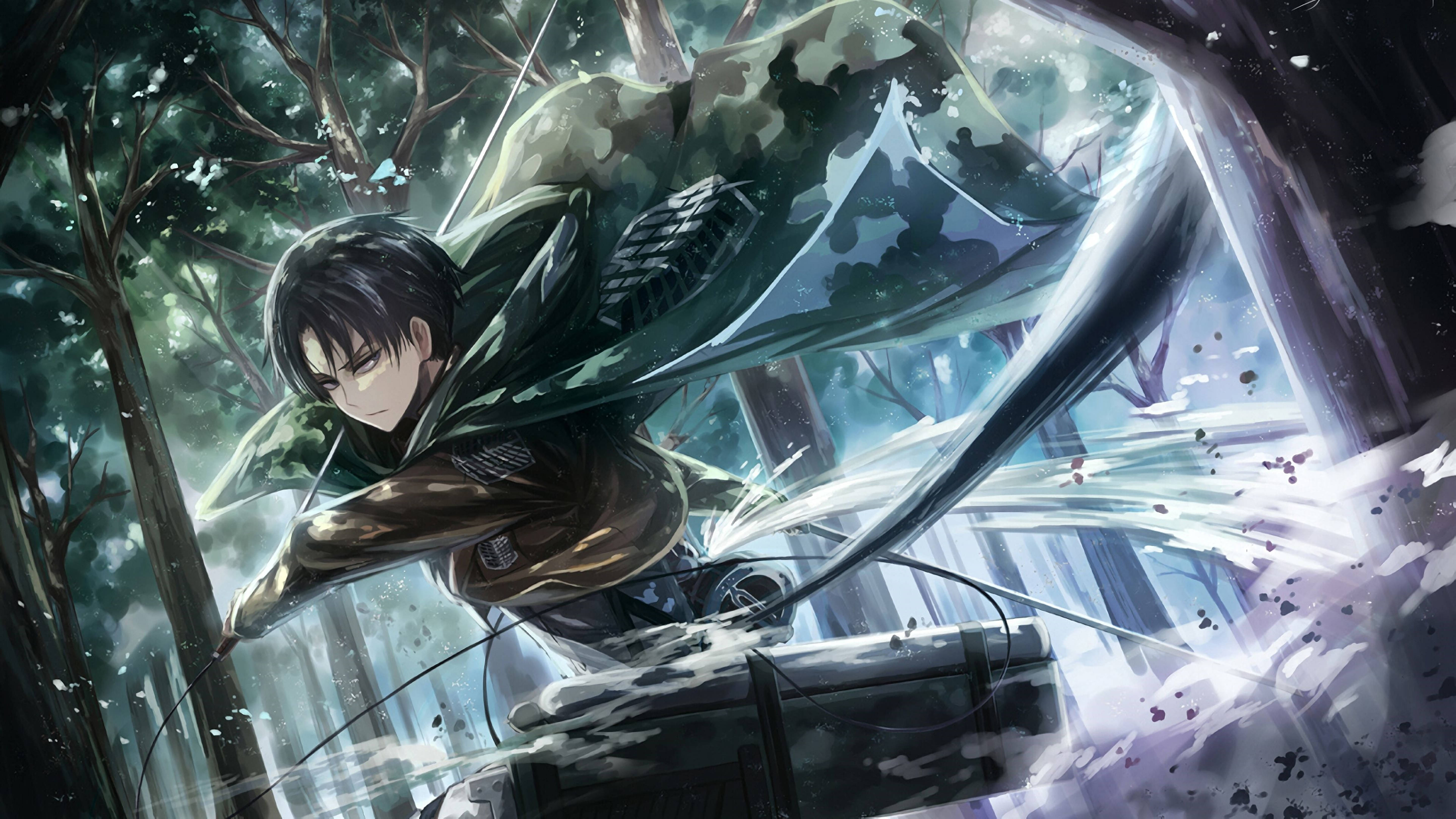 Attack On Titans 4k Eren Yeager In Forest Wallpaper